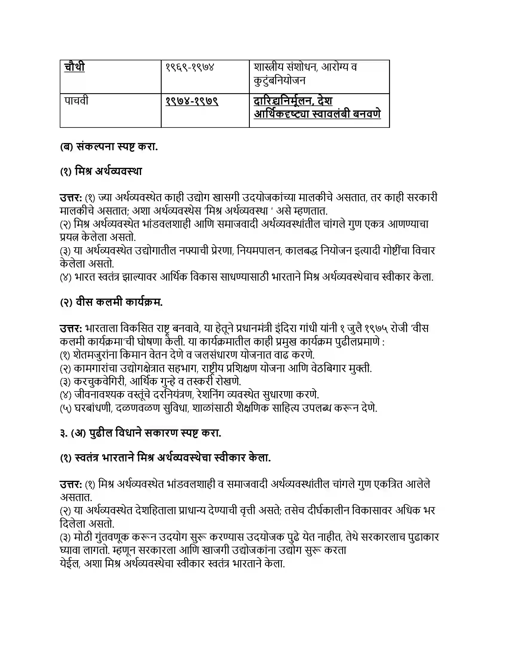 Maharashtra Board Class 9th इतिहास आर्थिक विकास Revision Note 2