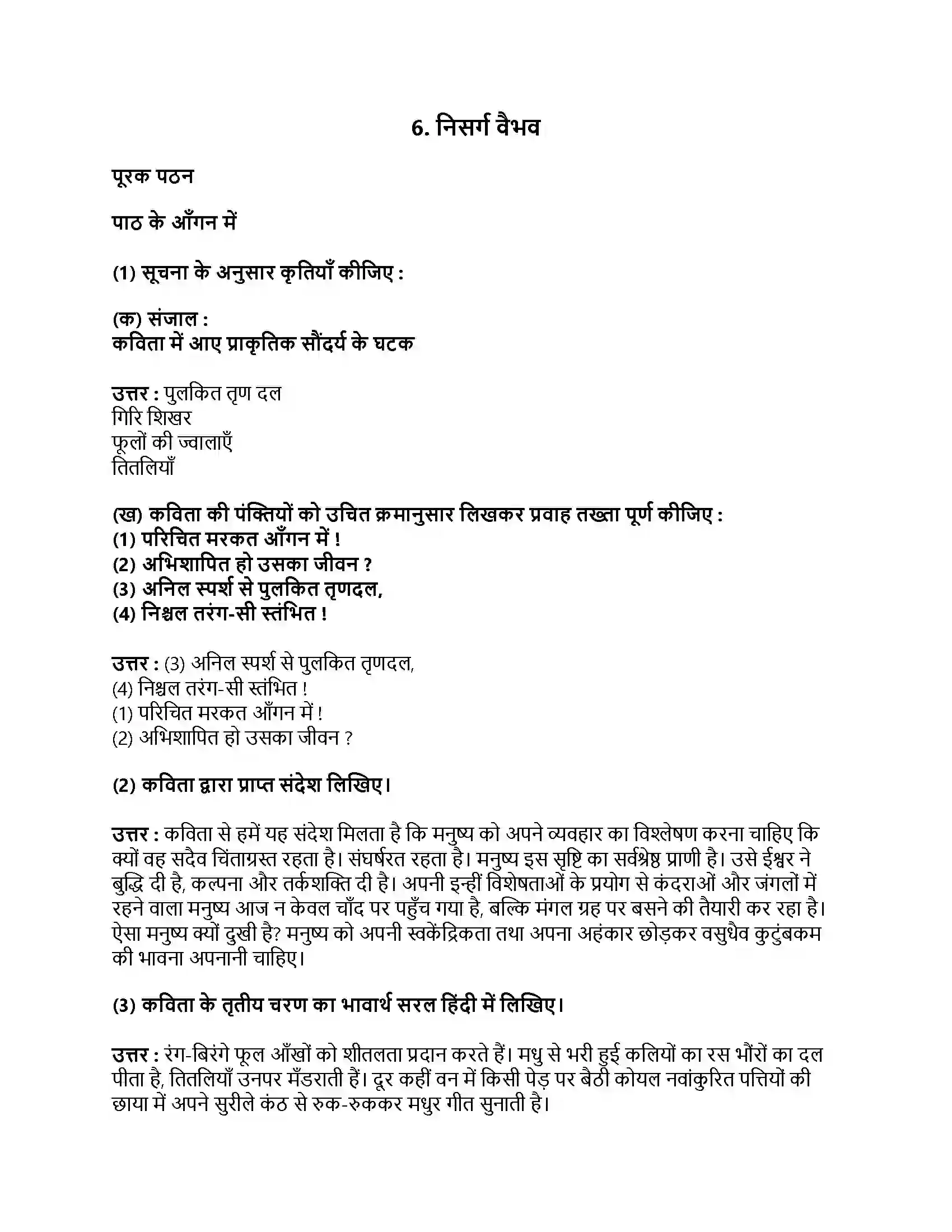Maharashtra Board Class 9th हिंदी लोकभारती (दूसरी इकाई) निसर्ग वैभव Revision Note 1