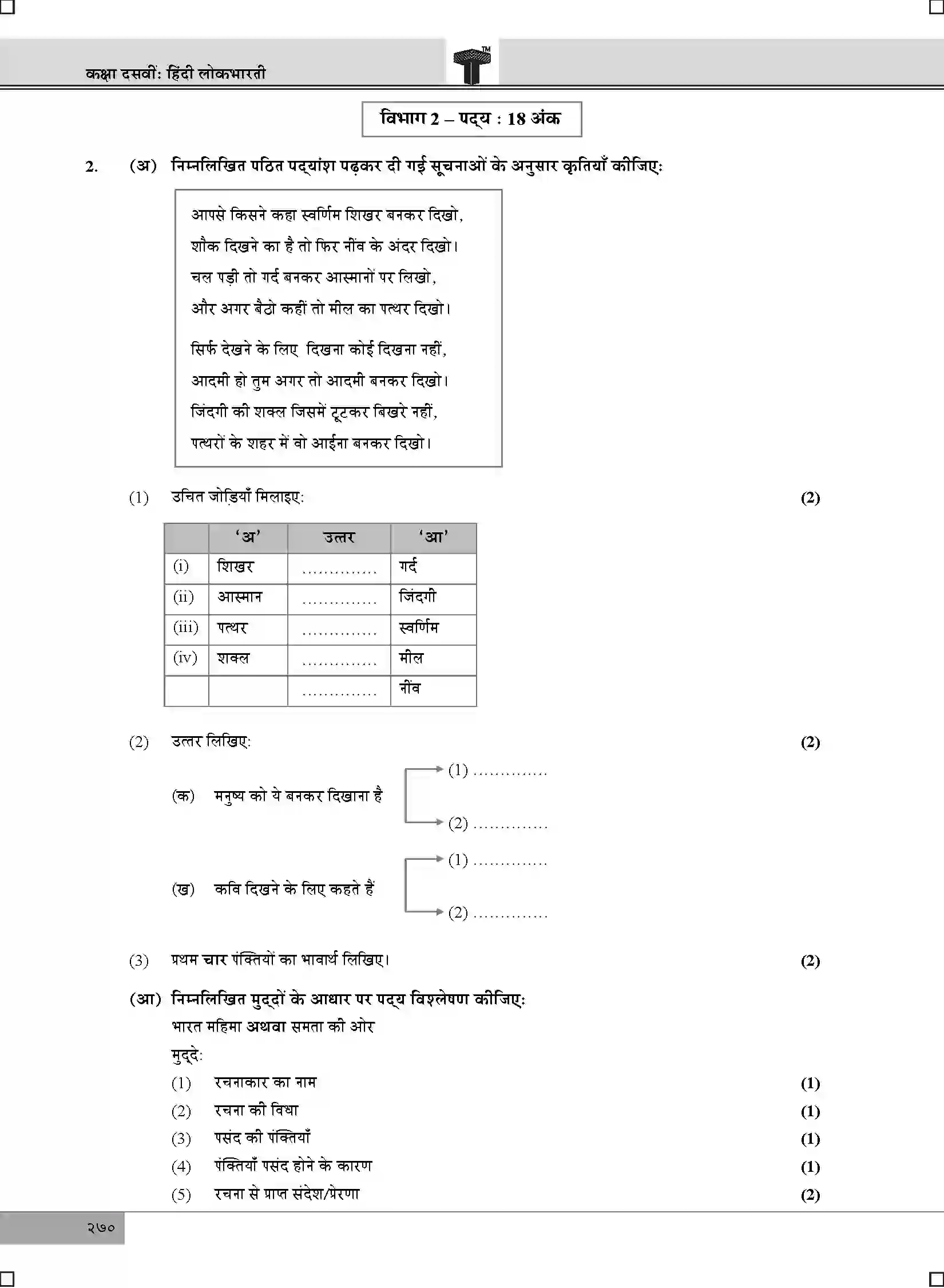 Maharashtra Board Class 10th 2025 Hindi Sample Paper 4