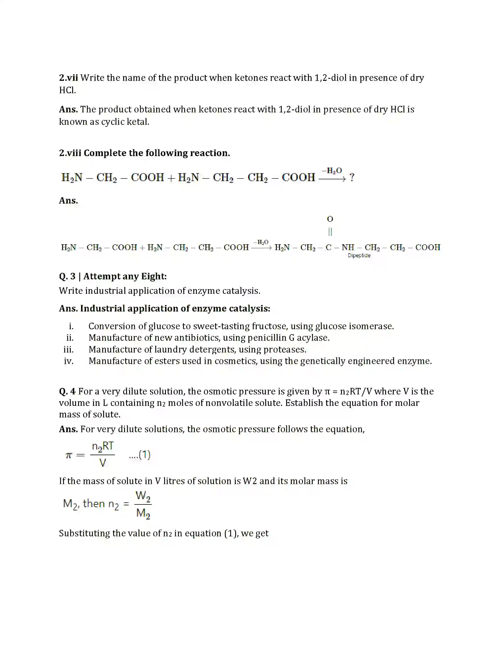 Maharashtra Board Class 12th 2021 Chemistry Sample Paper 4