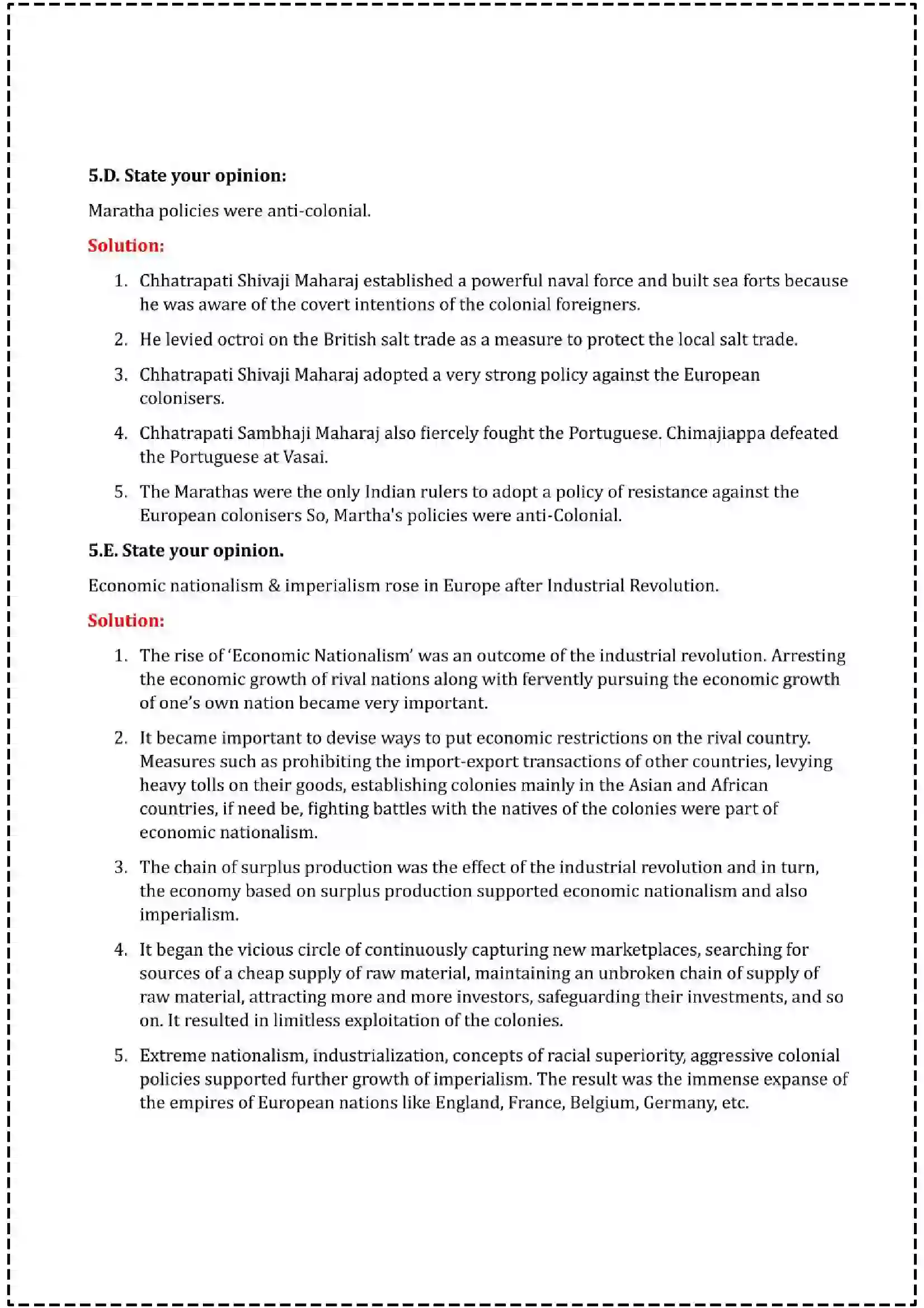 Maharashtra Board Class 12th 2025 History Set - 1 - Sample Paper 17