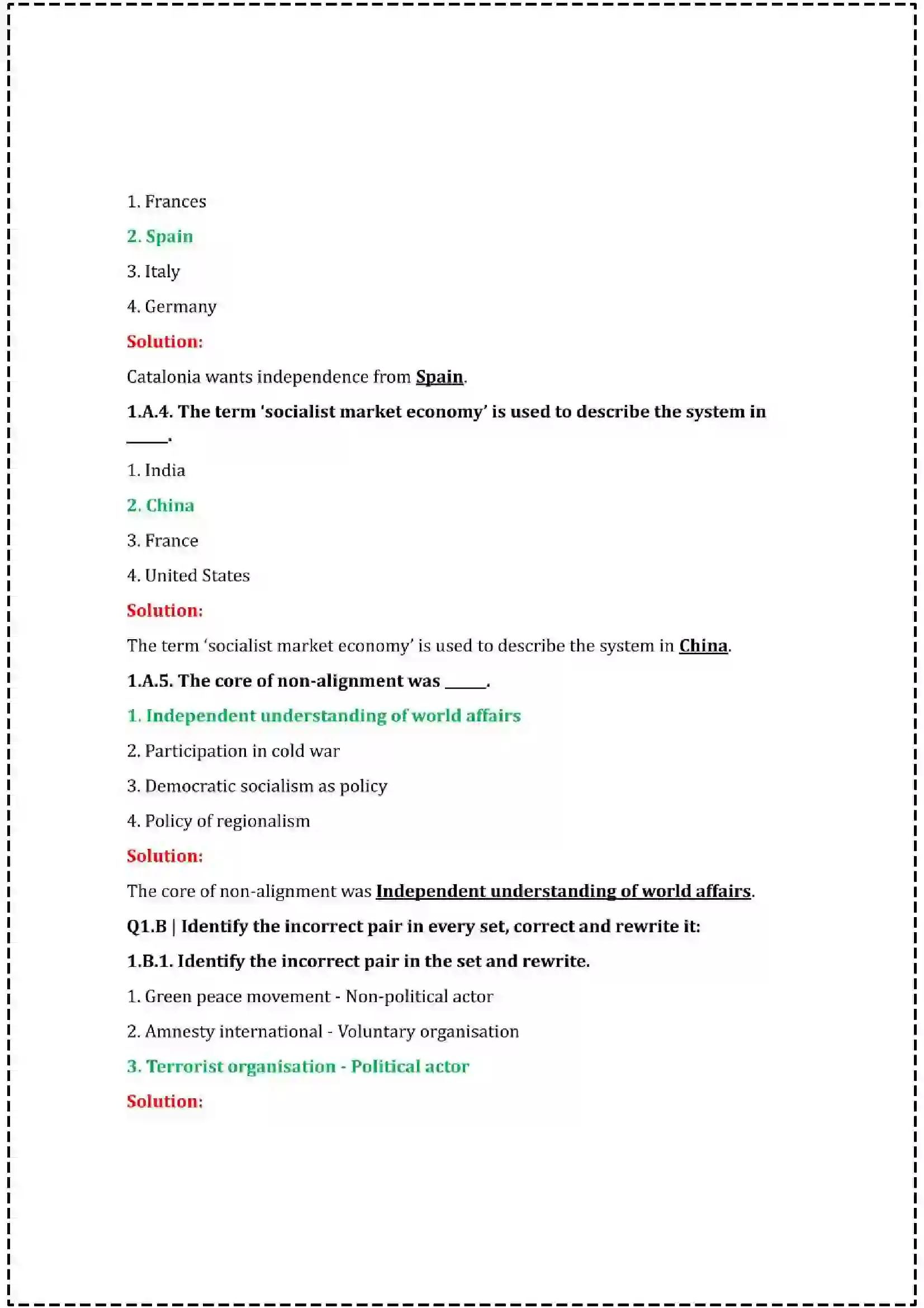 Maharashtra Board Class 12th 2025 Political Science Set - 2 - Sample Paper 2