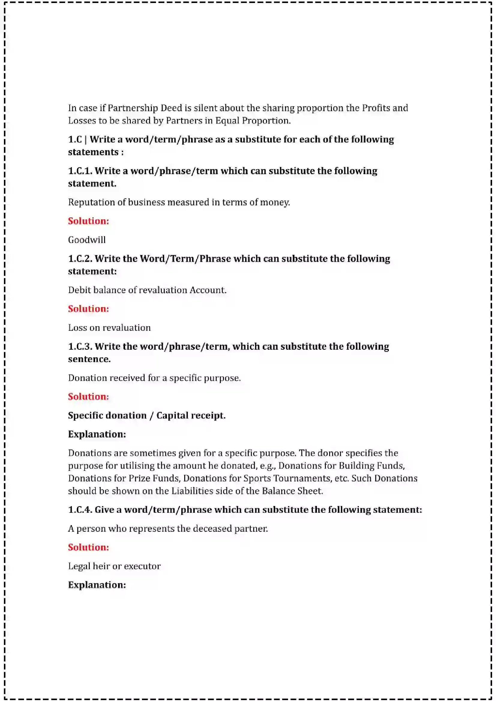 Maharashtra Board Class 12th 2025 Book Keeping & Accountancy Set - 1 - Sample Paper 4