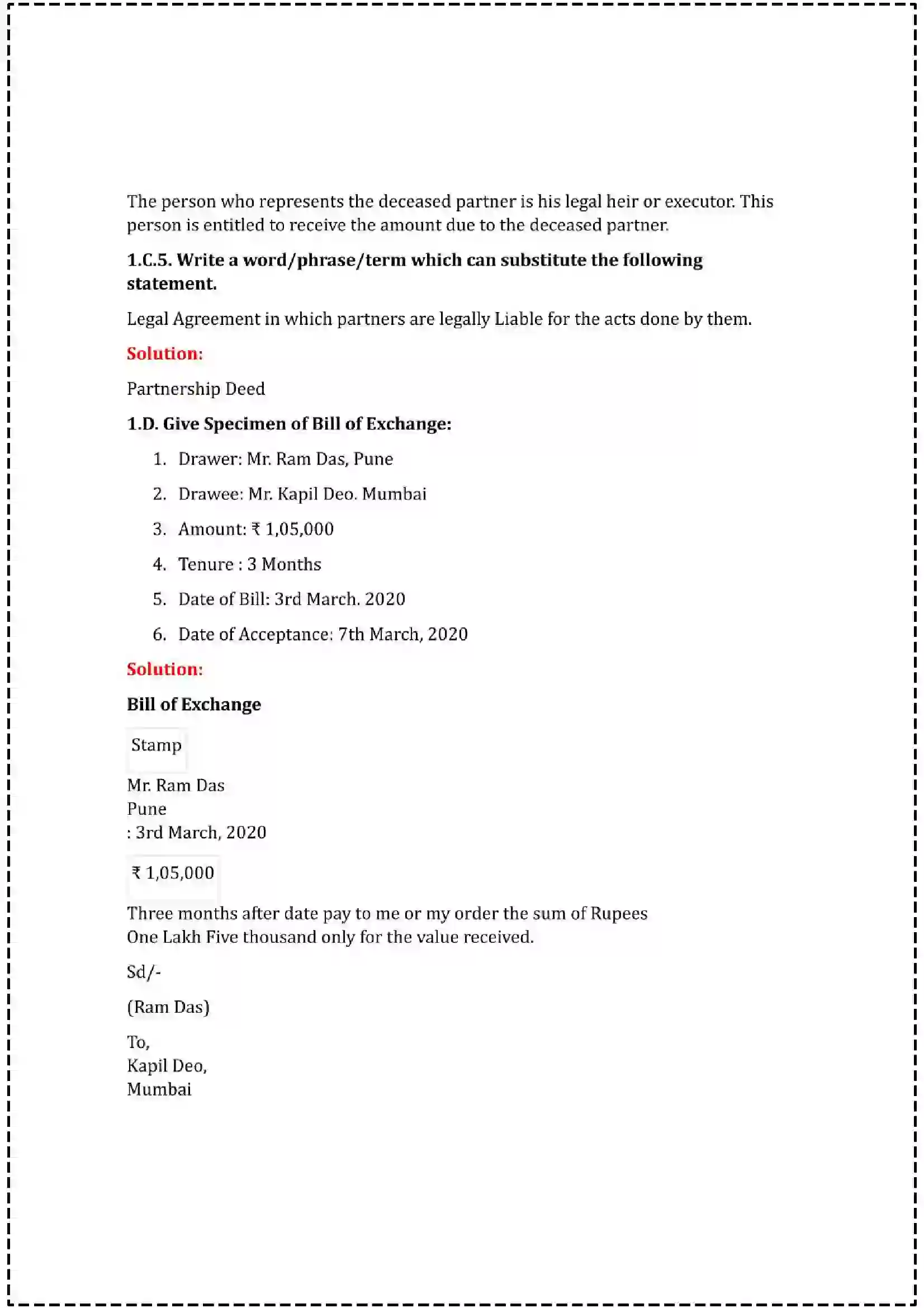 Maharashtra Board Class 12th 2025 Book Keeping & Accountancy Set - 1 - Sample Paper 5