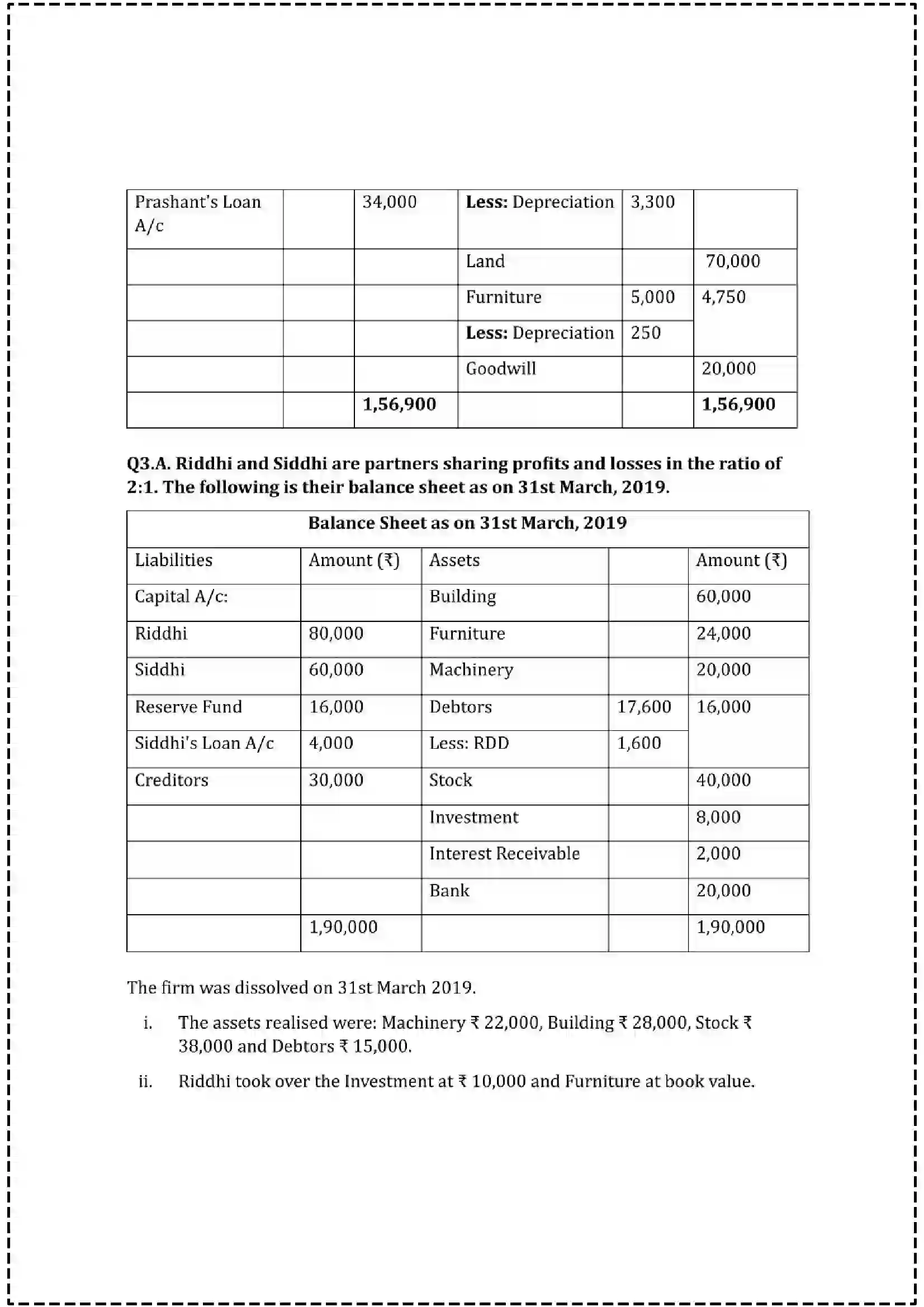 Maharashtra Board Class 12th 2025 Book Keeping & Accountancy Set - 2 - Sample Paper 12