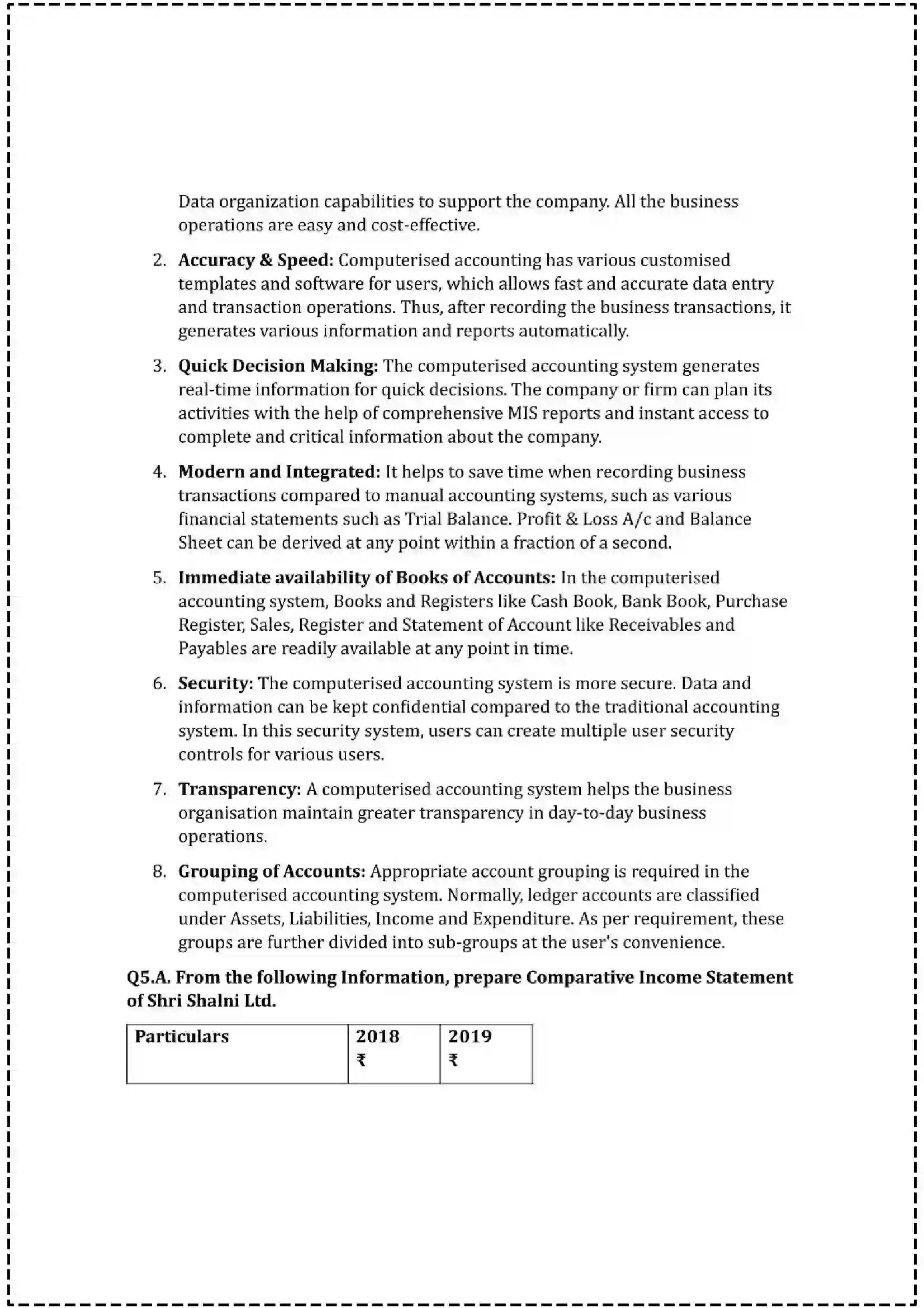 Maharashtra Board Class 12th 2025 Book Keeping & Accountancy Set - 3 - Sample Paper 19