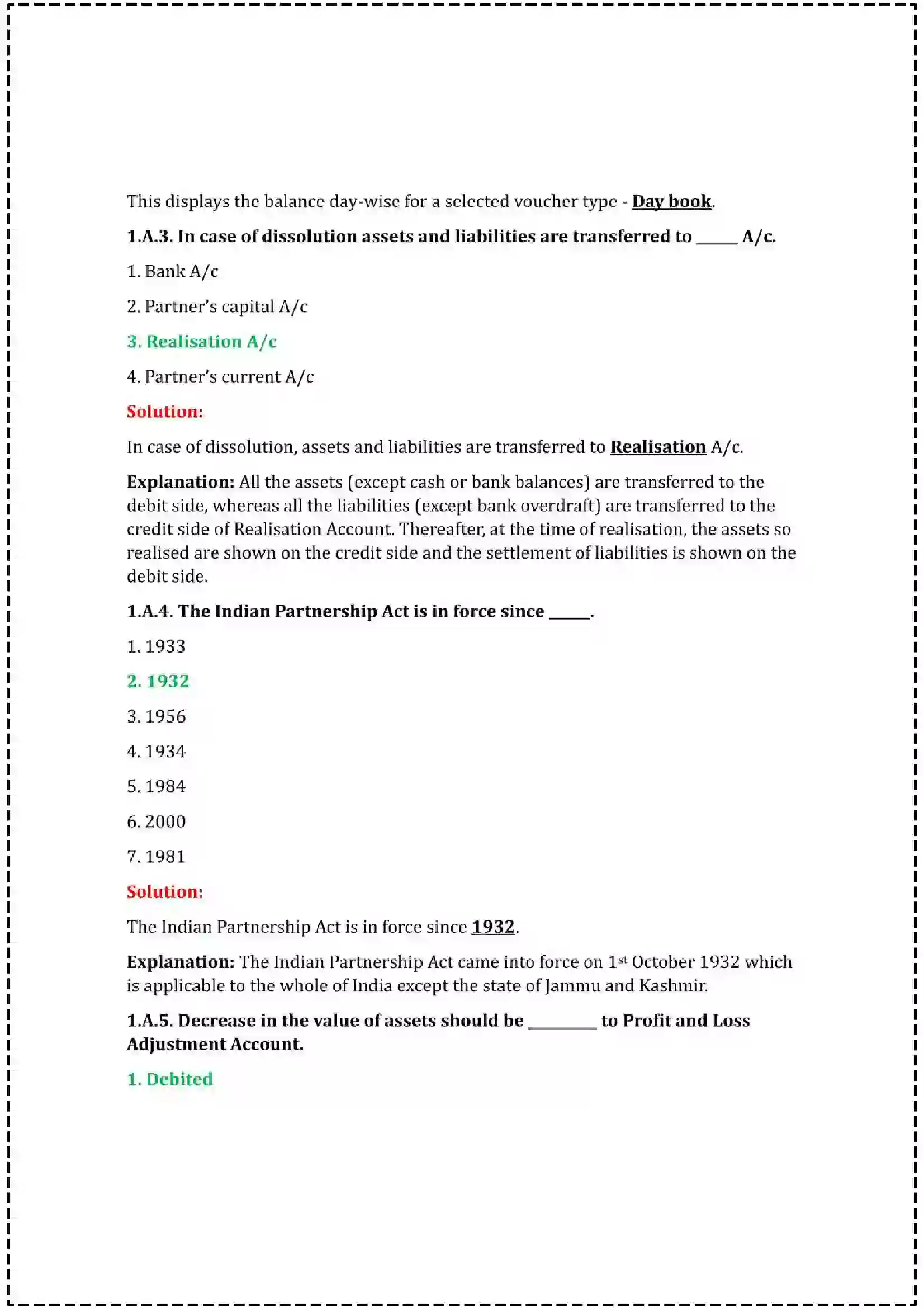 Maharashtra Board Class 12th 2025 Book Keeping & Accountancy Set - 3 - Sample Paper 2