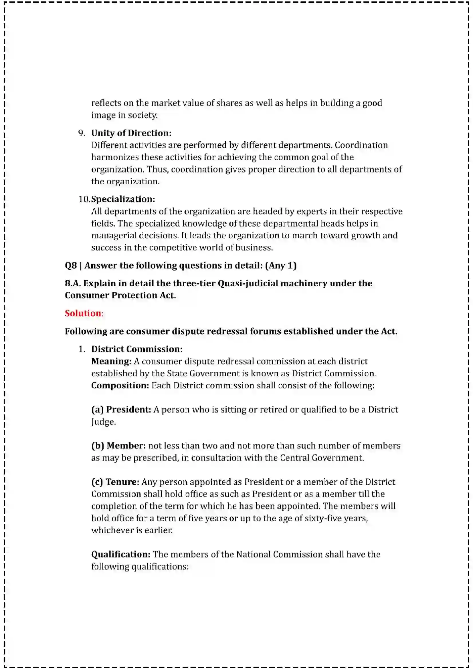 Maharashtra Board Class 12th 2025 Organisation of Commerce & Management Set - 1 - Sample Paper 30