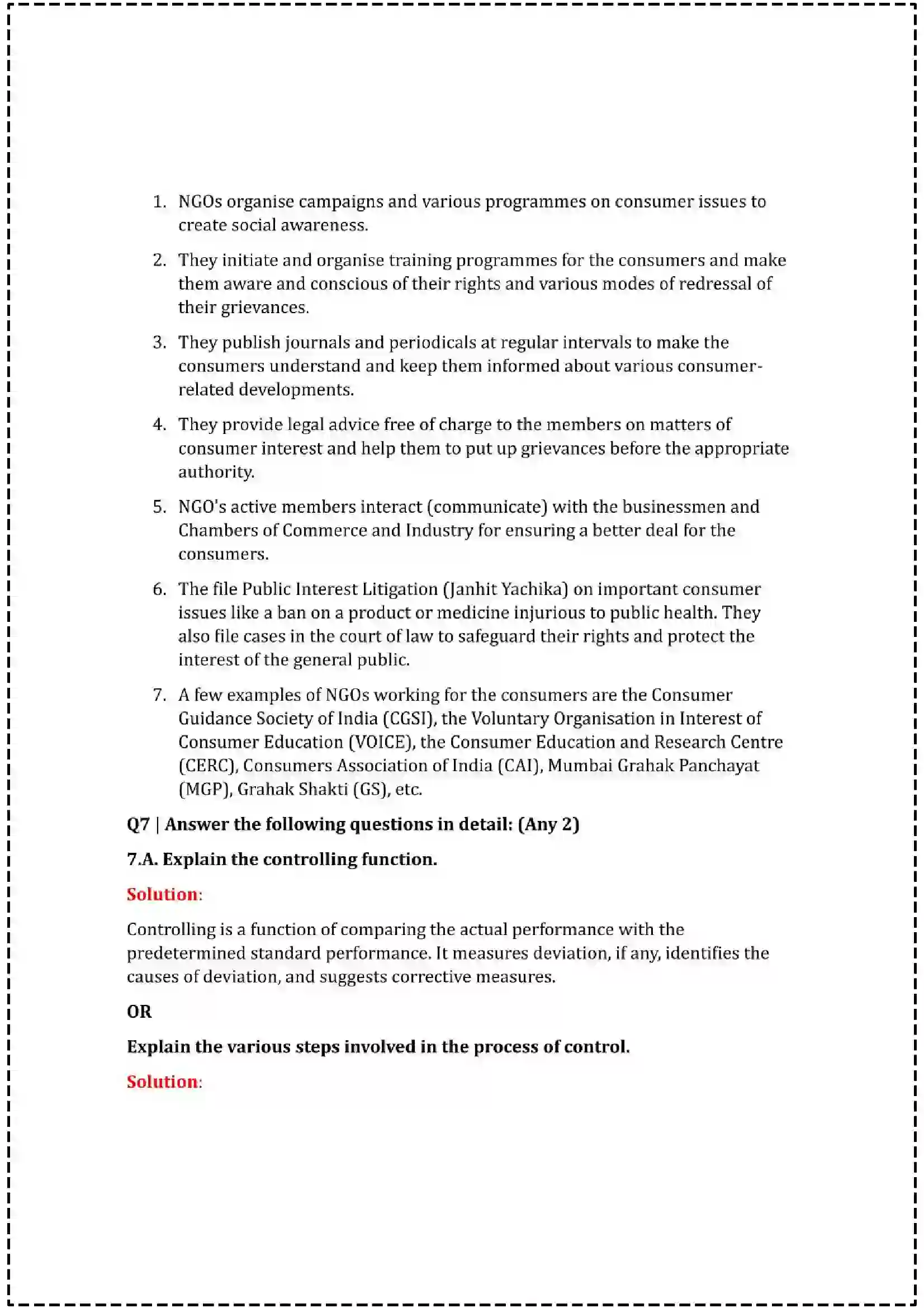 Maharashtra Board Class 12th 2025 Organisation of Commerce & Management Set - 2 - Sample Paper 20