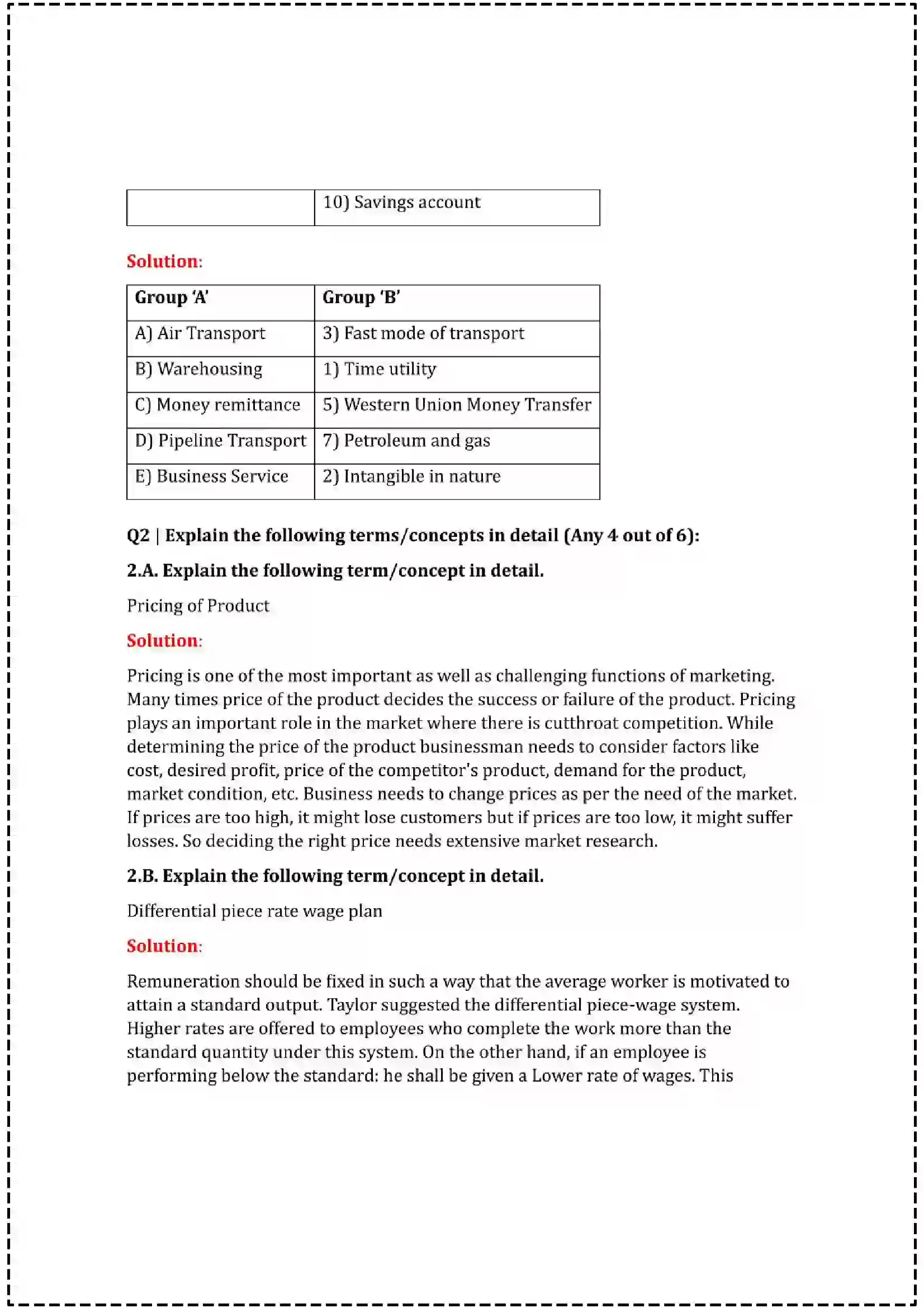 Maharashtra Board Class 12th 2025 Organisation of Commerce & Management Set - 2 - Sample Paper 5
