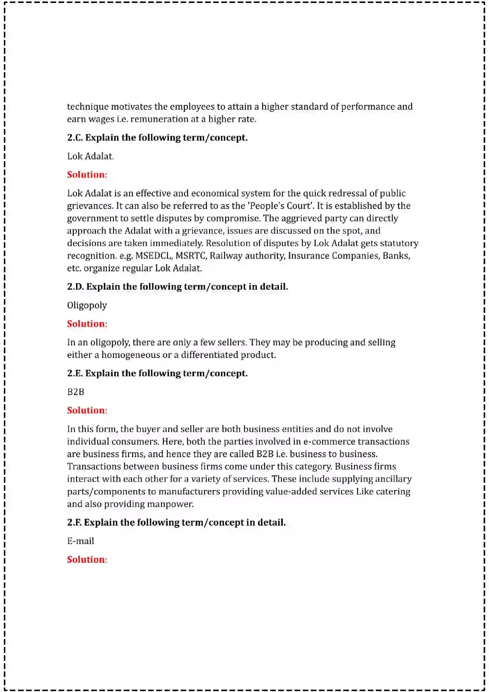 Maharashtra Board Class 12th 2025 Organisation of Commerce & Management Set - 2 - Sample Paper 6