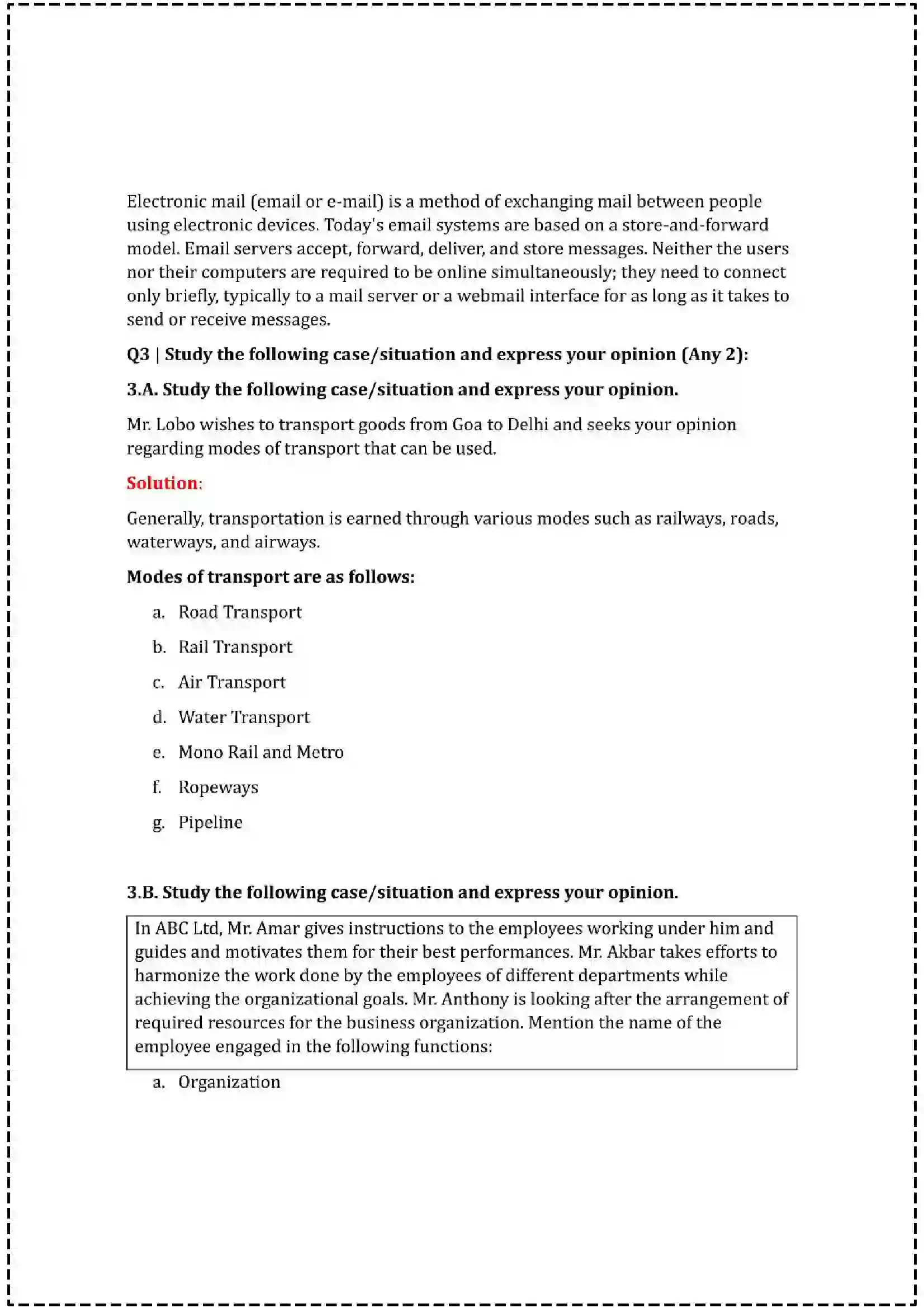 Maharashtra Board Class 12th 2025 Organisation of Commerce & Management Set - 2 - Sample Paper 7