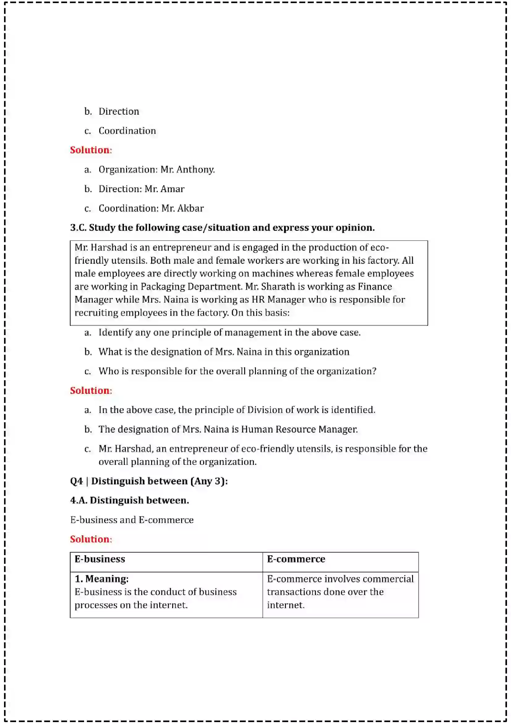 Maharashtra Board Class 12th 2025 Organisation of Commerce & Management Set - 2 - Sample Paper 8