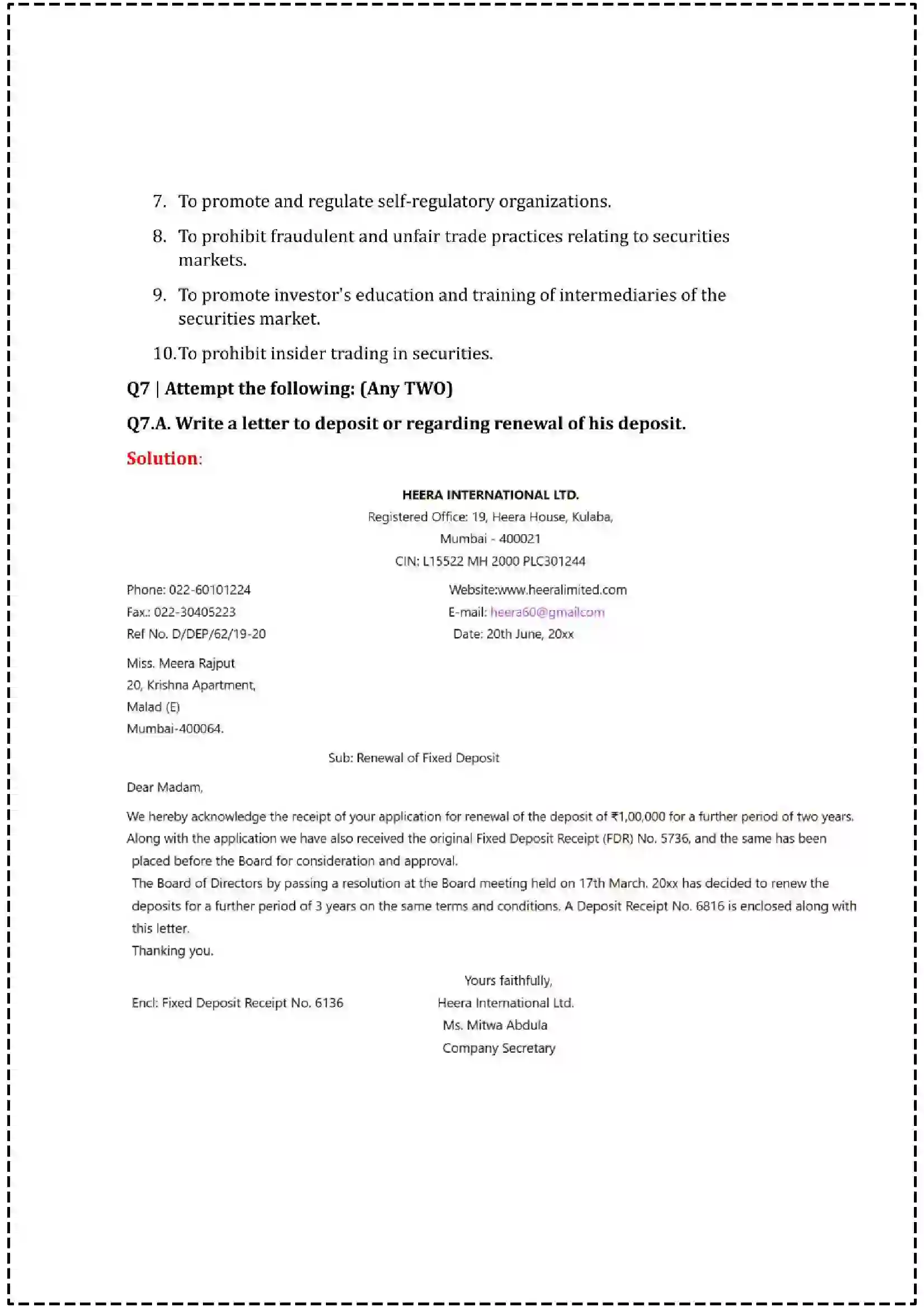 Maharashtra Board Class 12th 2025 Secretarial Practice Set - 1 - Sample Paper 18