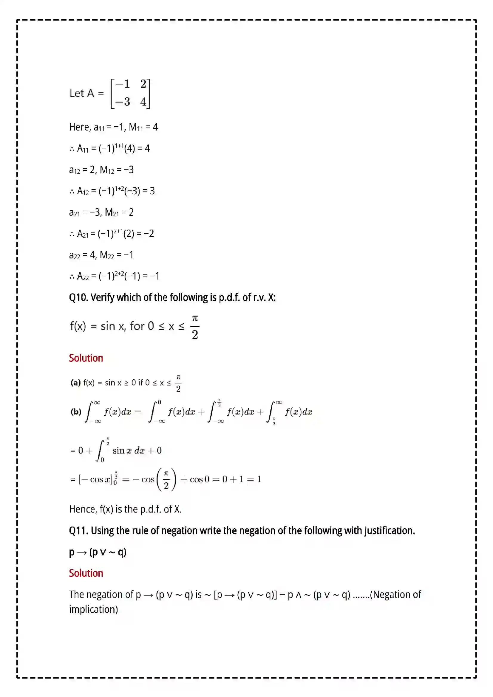 Maharashtra Board Class 12th 2025 Mathematics and Statistics Set - 1 - Sample Paper 13