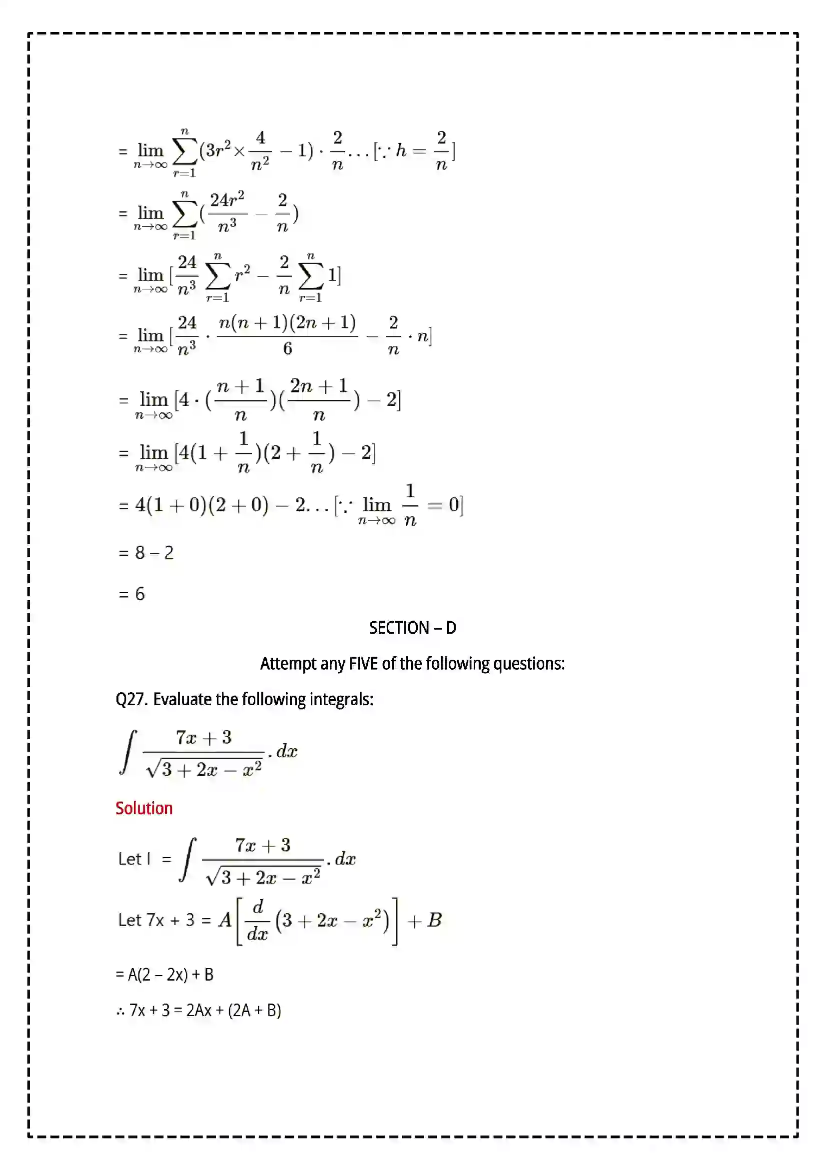 Maharashtra Board Class 12th 2025 Mathematics and Statistics Set - 1 - Sample Paper 29