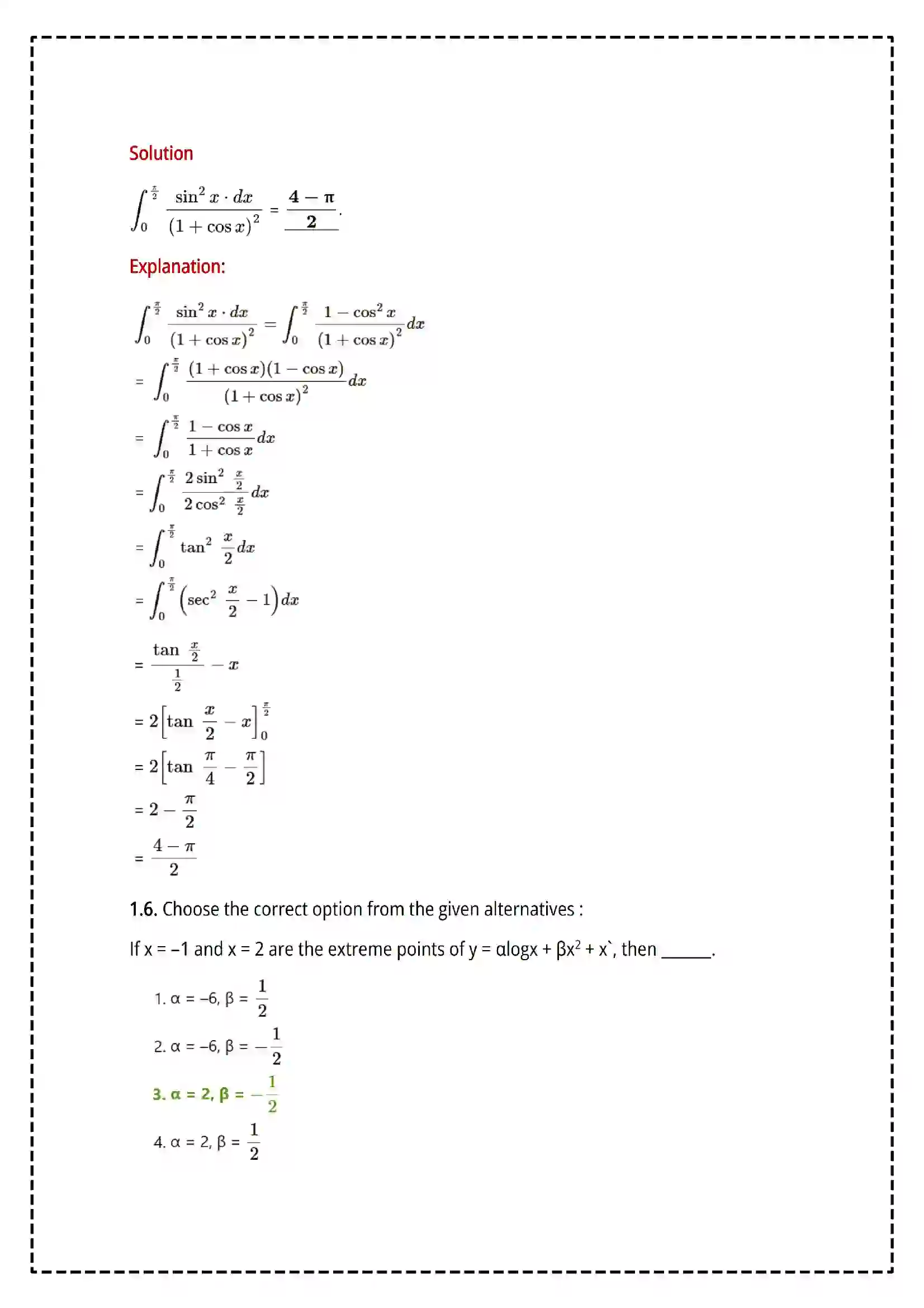 Maharashtra Board Class 12th 2025 Mathematics and Statistics Set - 1 - Sample Paper 4