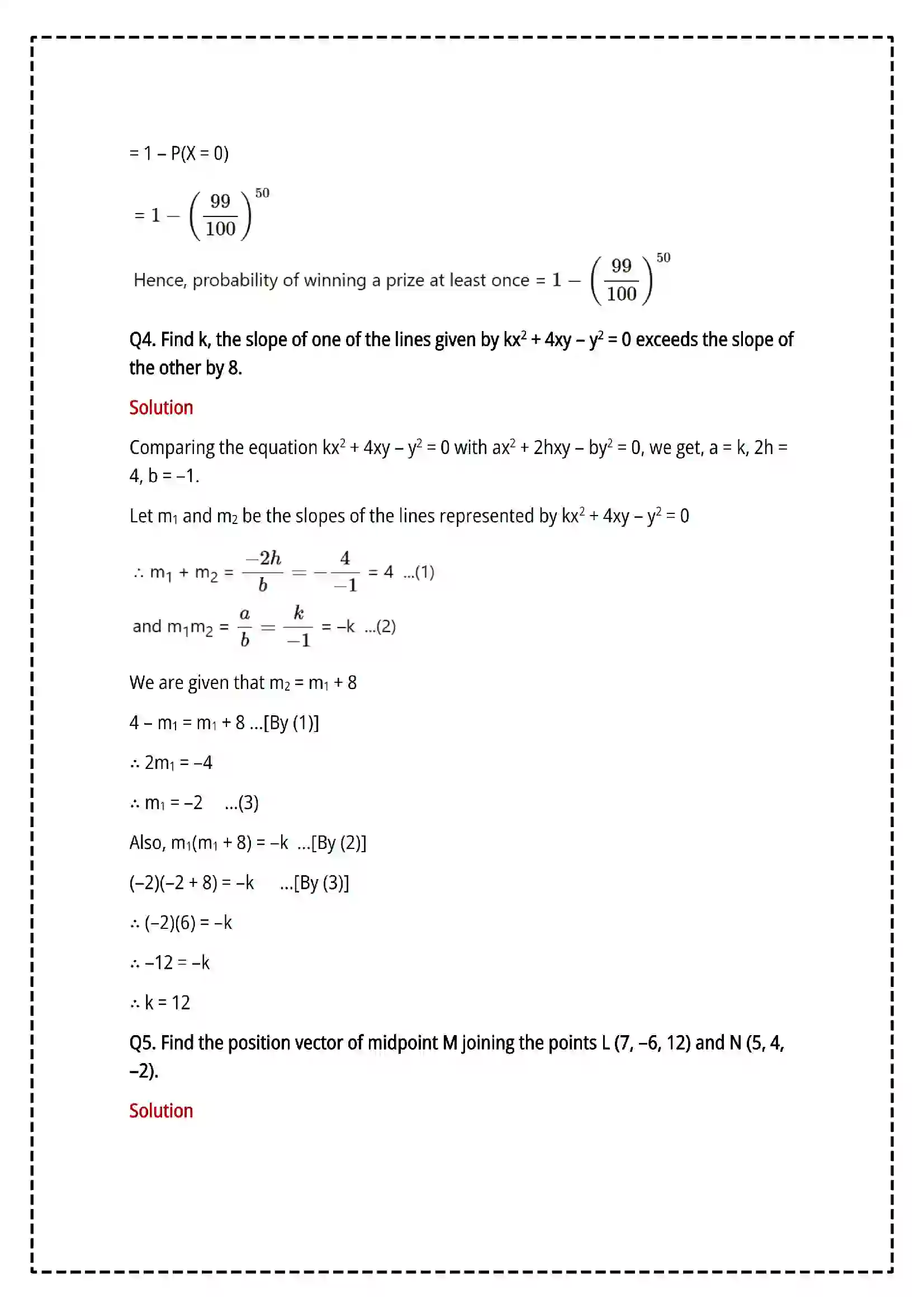 Maharashtra Board Class 12th 2025 Mathematics and Statistics Set - 1 - Sample Paper 9