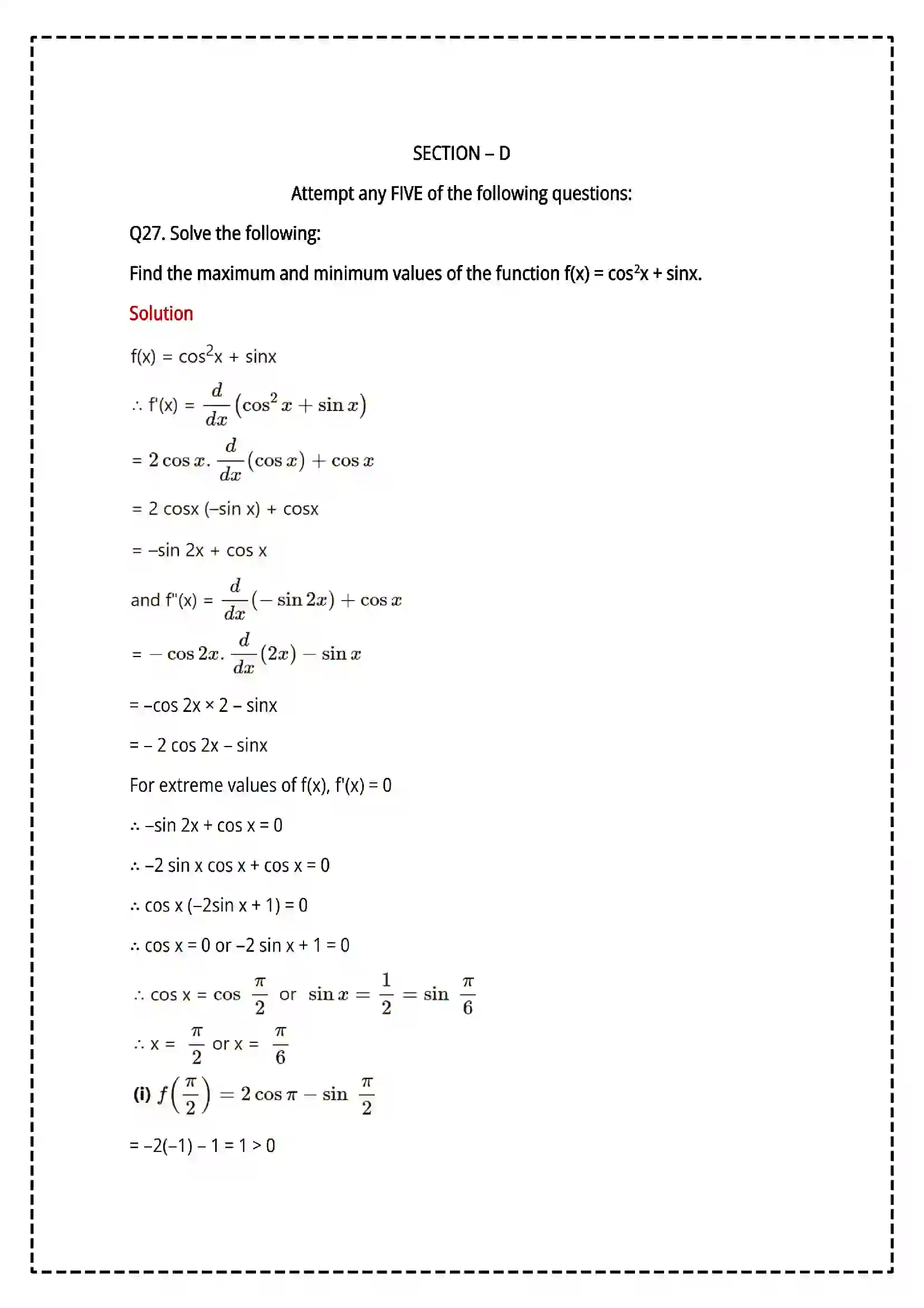 Maharashtra Board Class 12th 2025 Mathematics and Statistics Set - 2 - Sample Paper 26