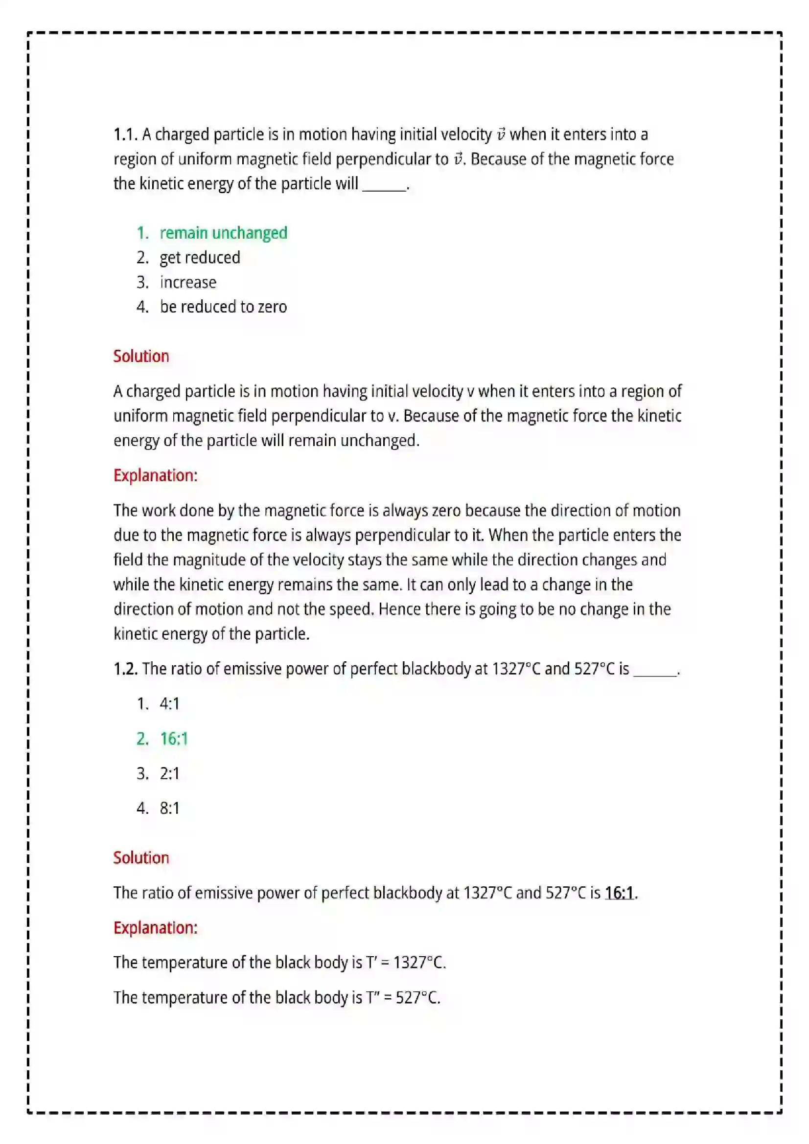 Maharashtra Board Class 12th 2025 Physics Set - 1 - Sample Paper 2