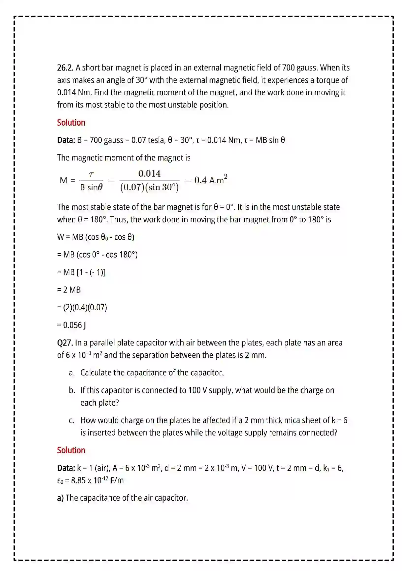 Maharashtra Board Class 12th 2025 Physics Set - 1 - Sample Paper 38