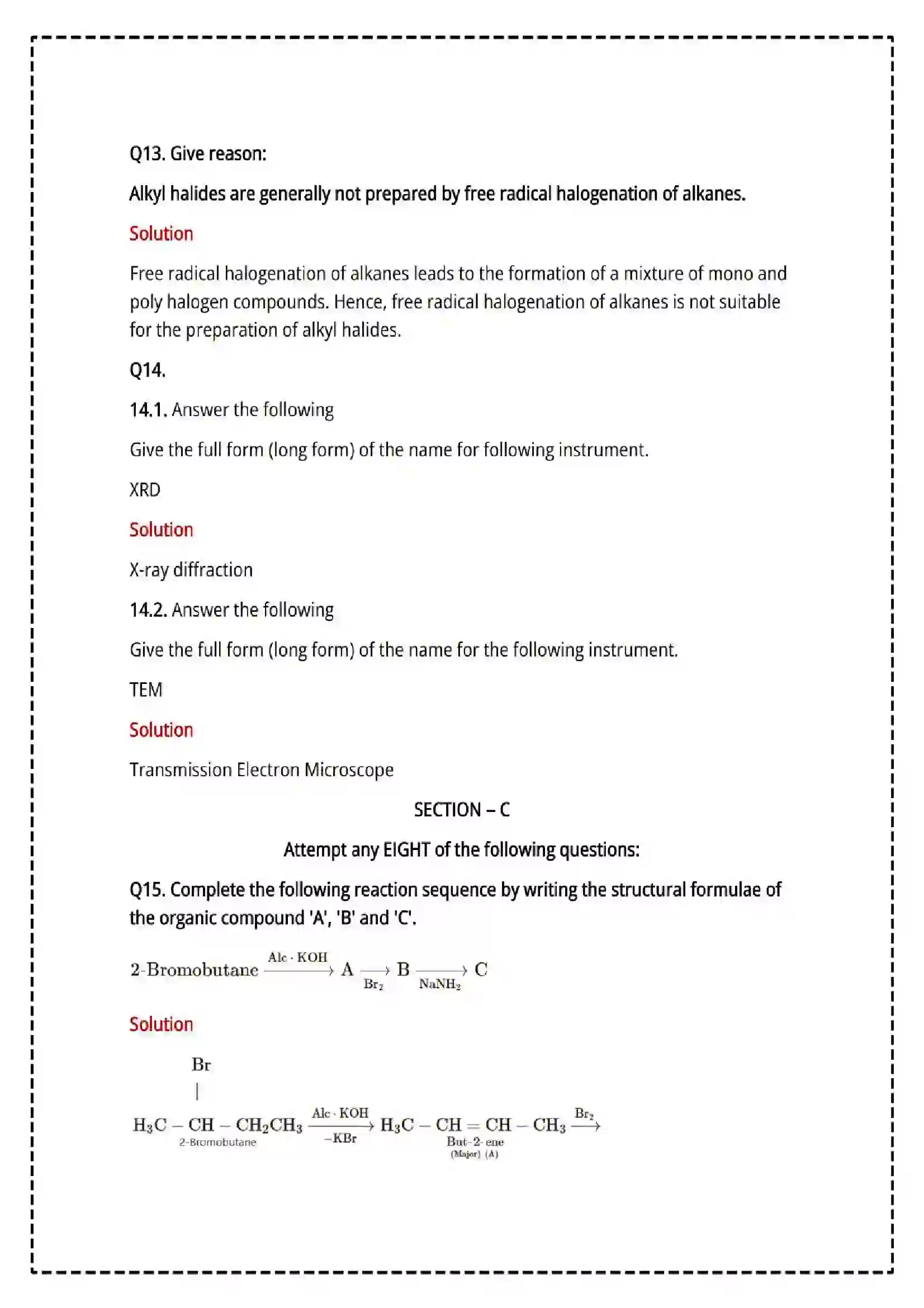 Maharashtra Board Class 12th 2025 Chemistry Set - 2 - Sample Paper 13