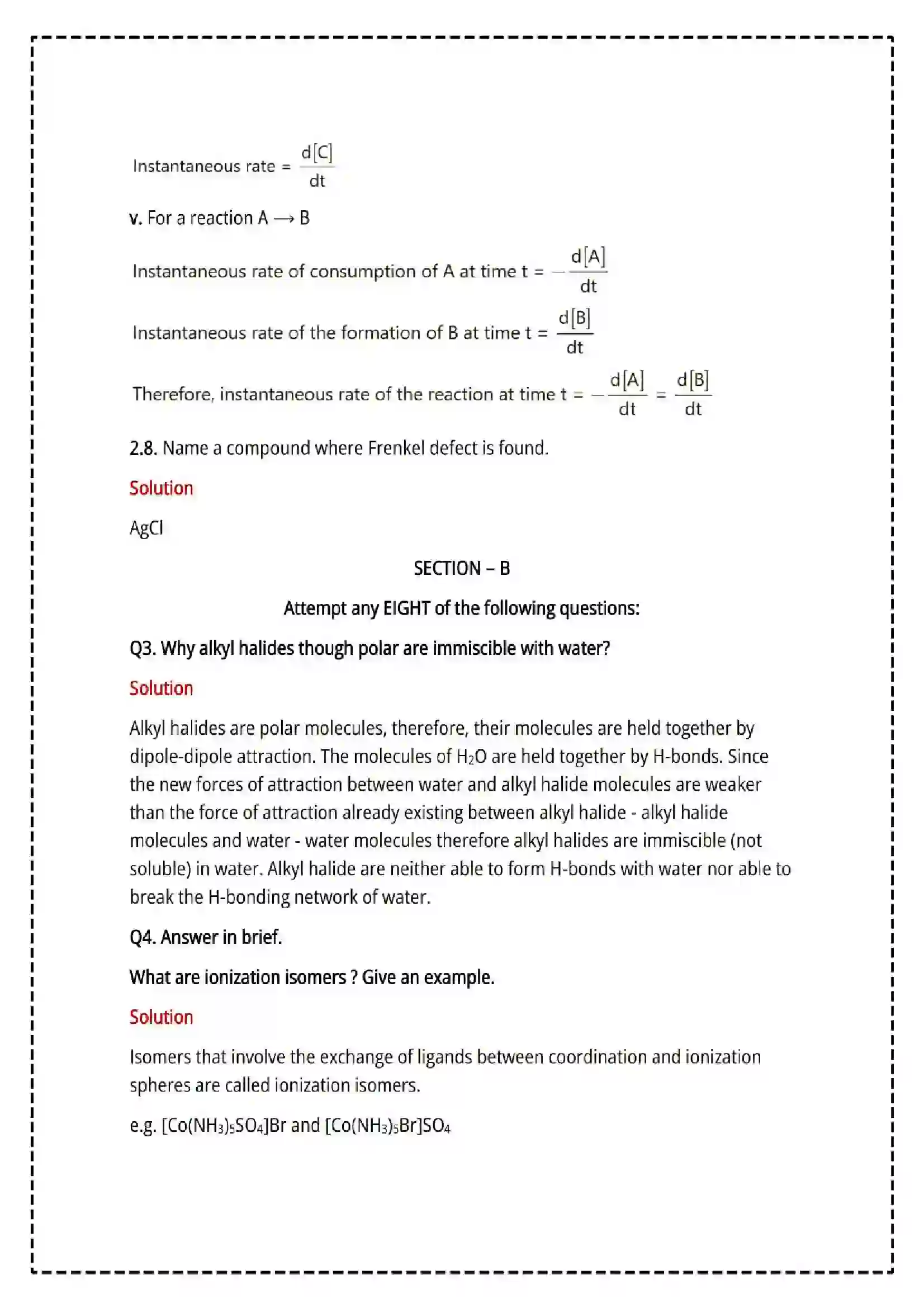 Maharashtra Board Class 12th 2025 Chemistry Set - 2 - Sample Paper 8