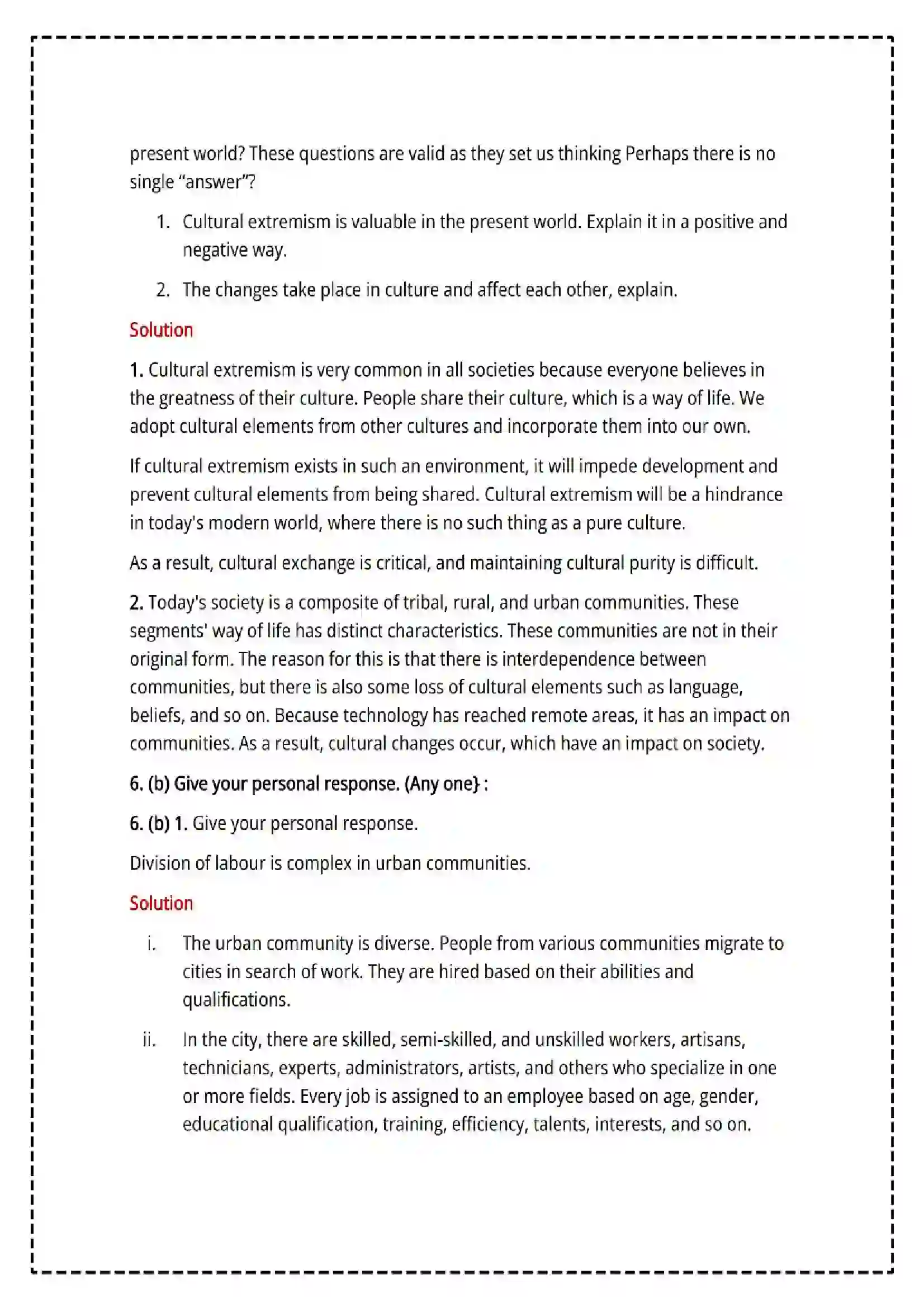 Maharashtra Board Class 12th 2025 Sociology Set - 1 - Sample Paper 20