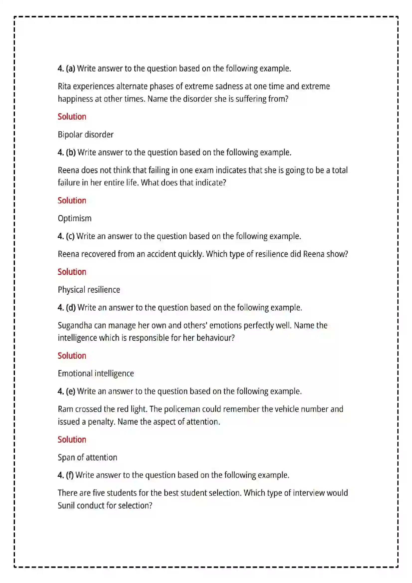 Maharashtra Board Class 12th 2025 Psychology Set - 1 - Sample Paper 14