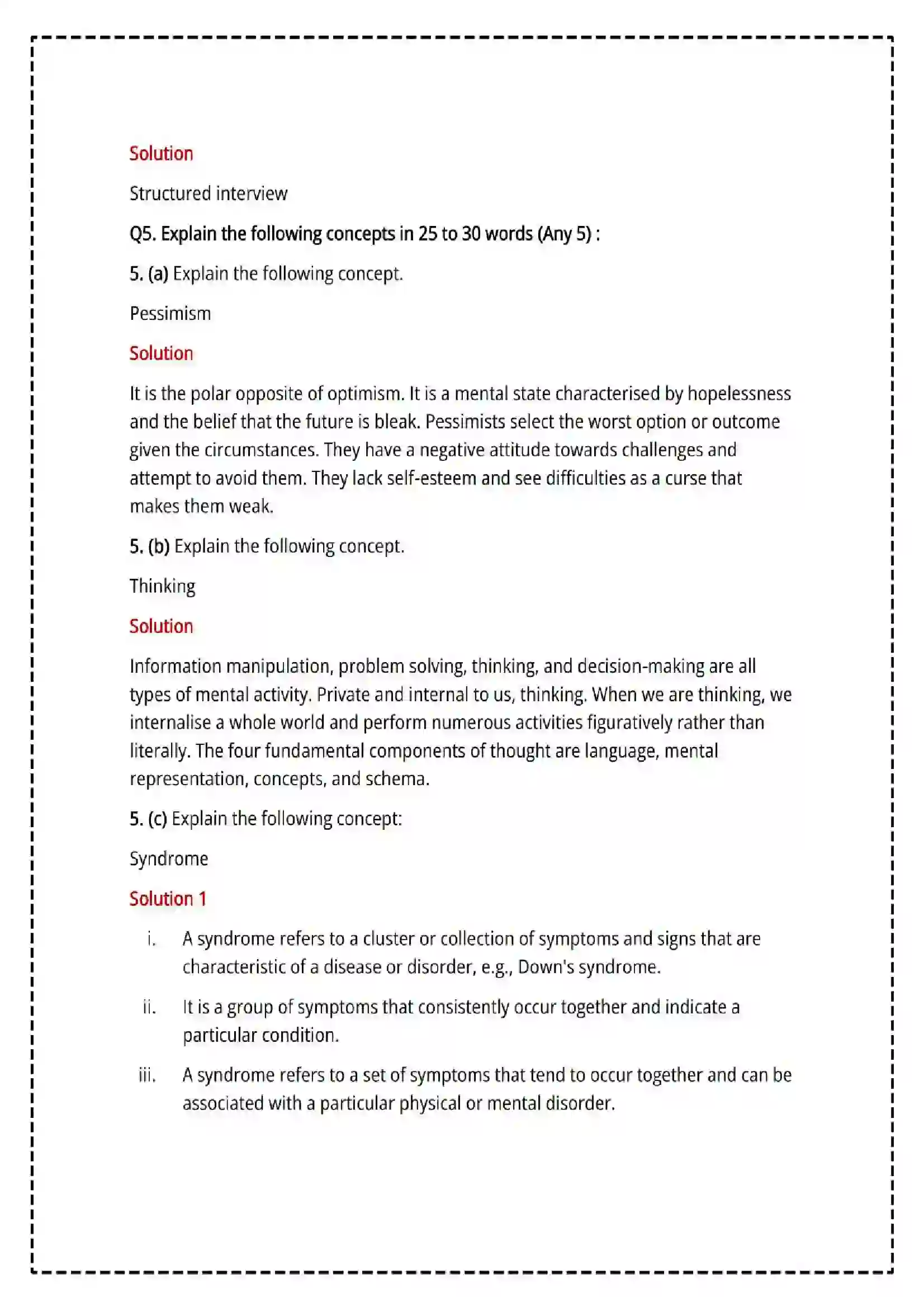 Maharashtra Board Class 12th 2025 Psychology Set - 1 - Sample Paper 15