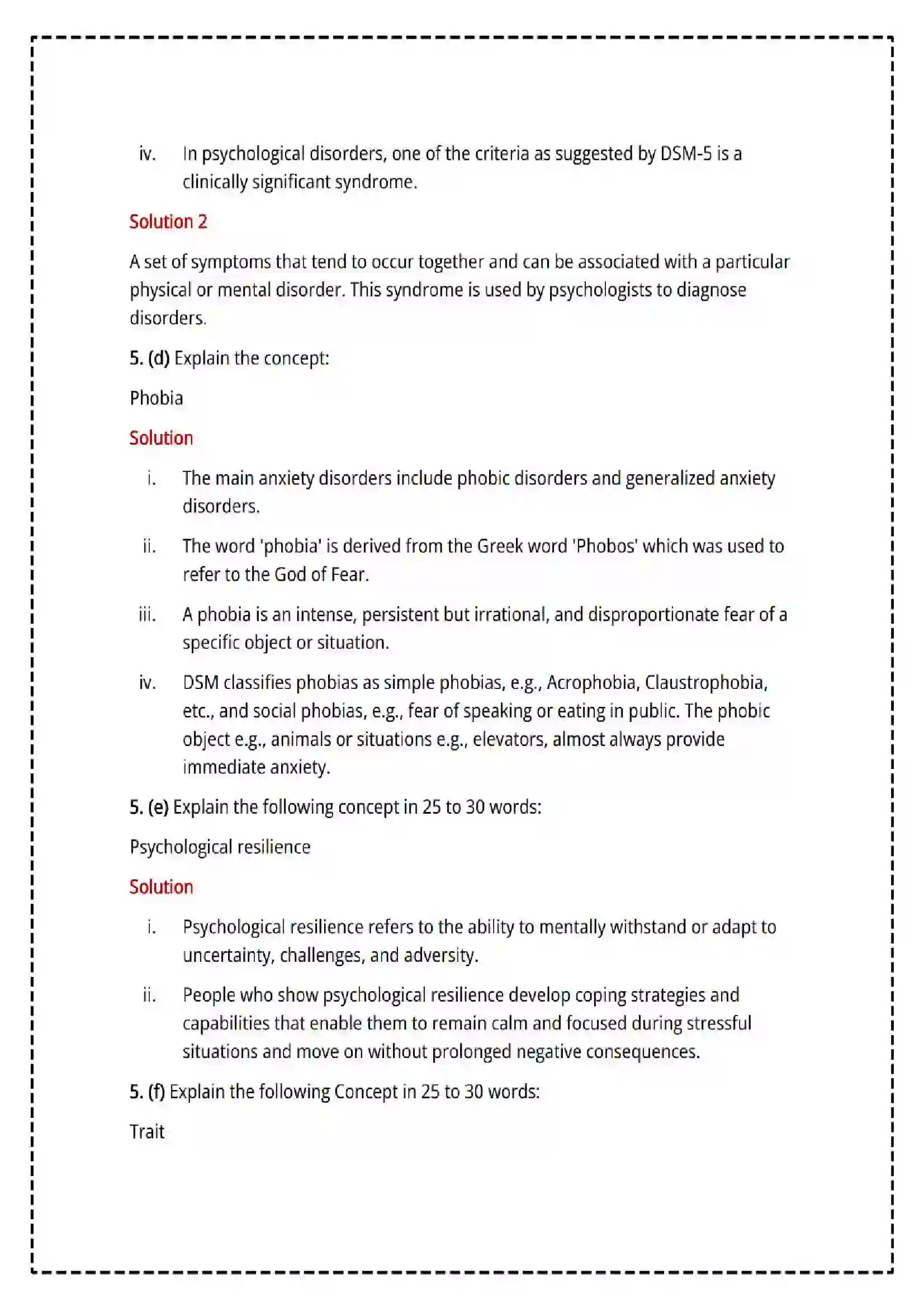 Maharashtra Board Class 12th 2025 Psychology Set - 1 - Sample Paper 16