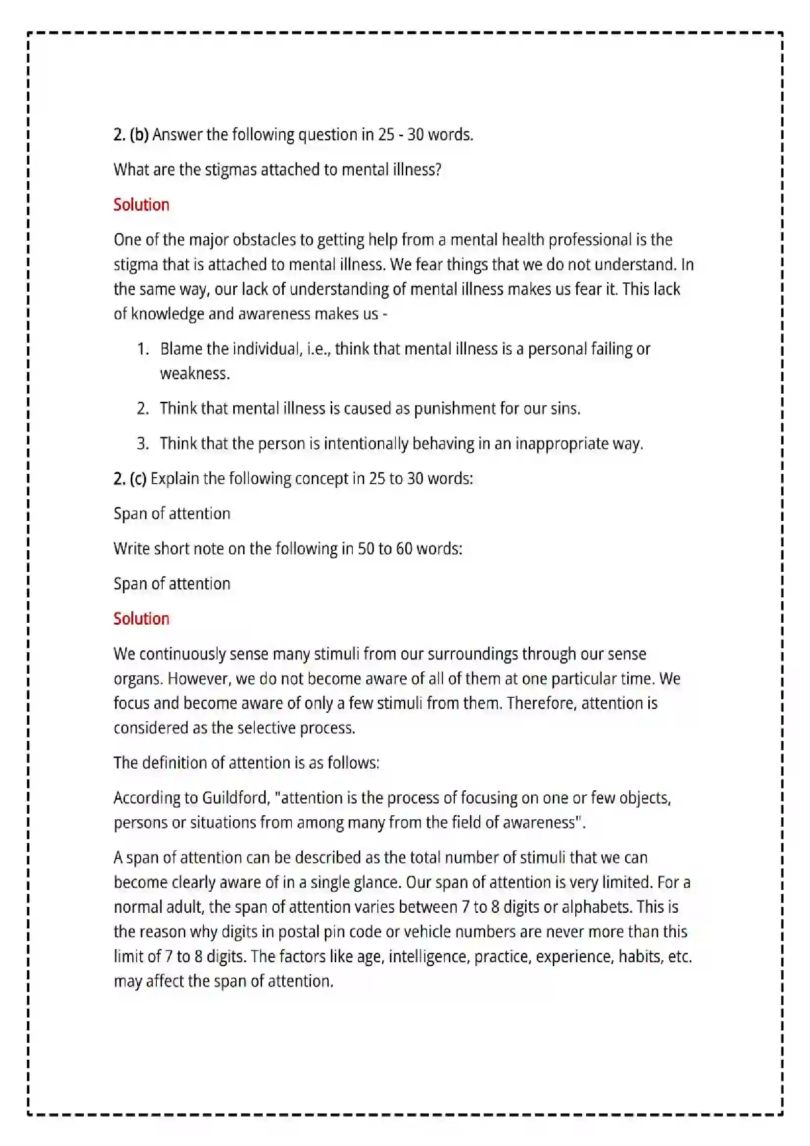 Maharashtra Board Class 12th 2025 Psychology Set - 1 - Sample Paper 6
