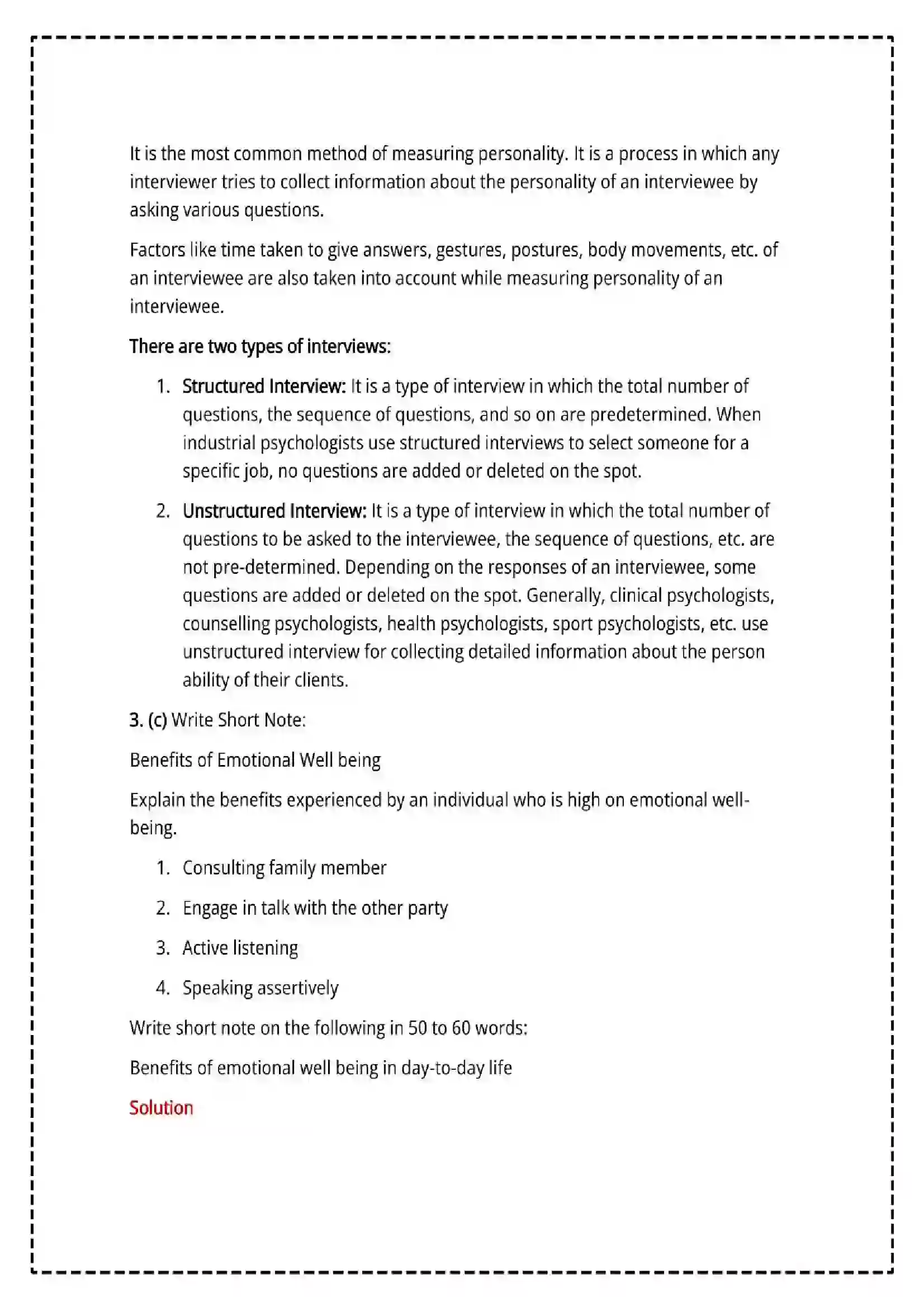 Maharashtra Board Class 12th 2025 Psychology Set - 2 - Sample Paper 10