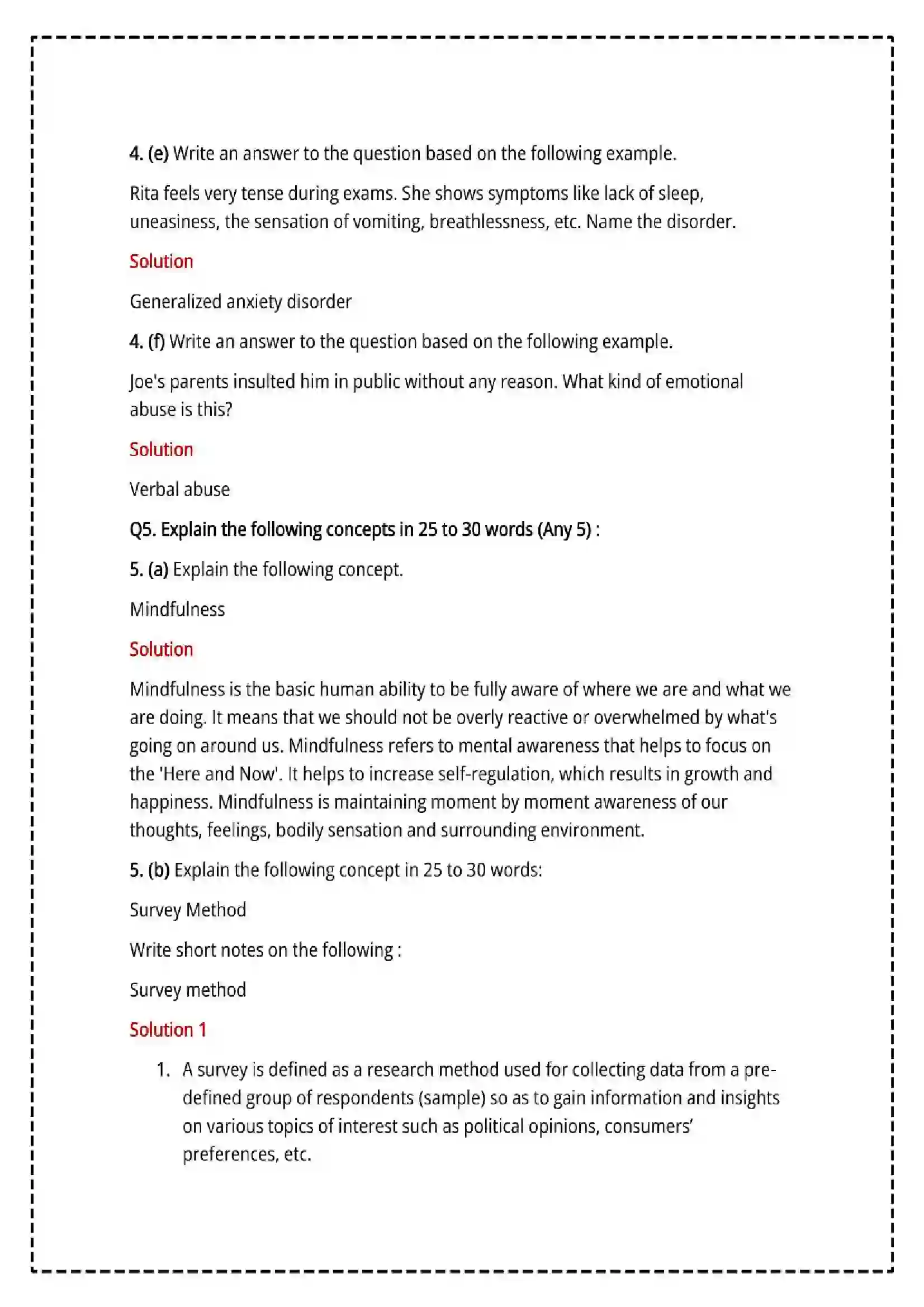 Maharashtra Board Class 12th 2025 Psychology Set - 2 - Sample Paper 15