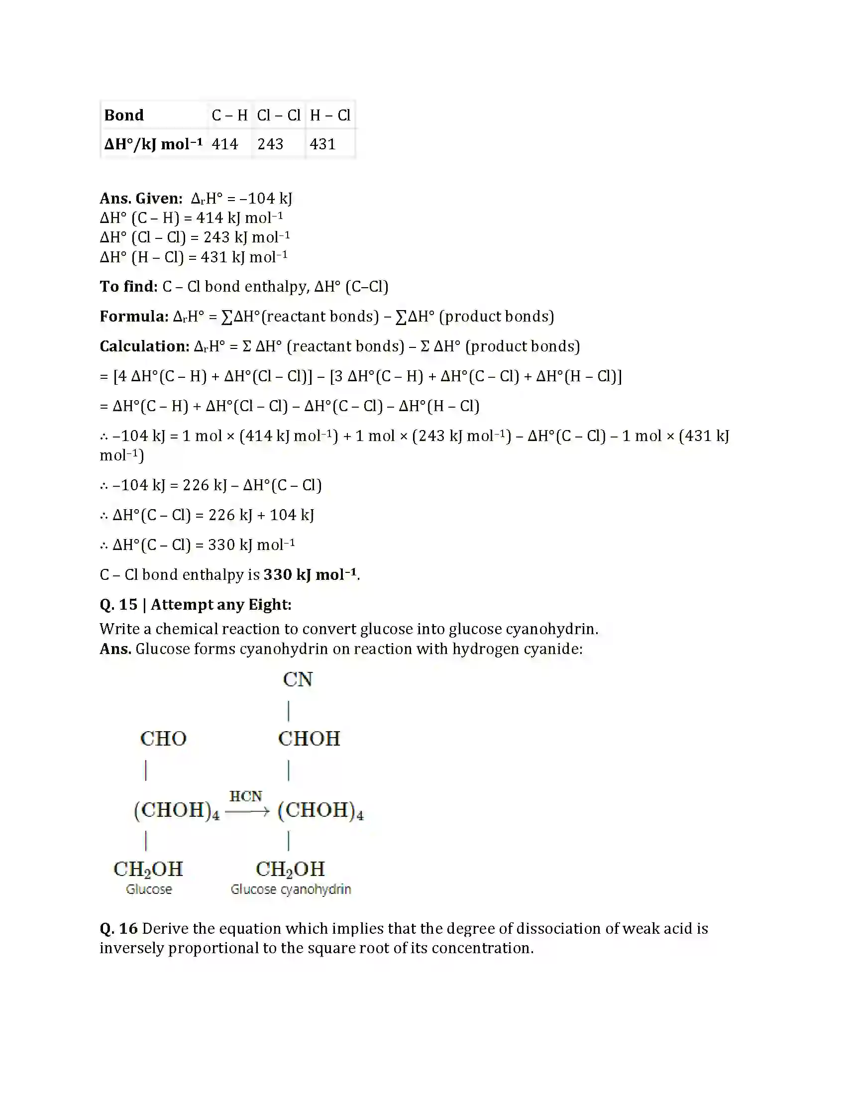 Maharashtra Board Class 12th 2025 Chemistry Sample Paper 8