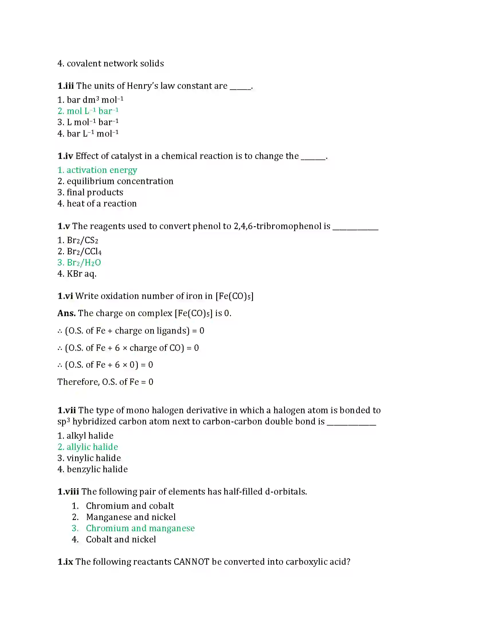 Maharashtra Board Class 12th 2025 Chemistry Set 1 Sample Paper 2