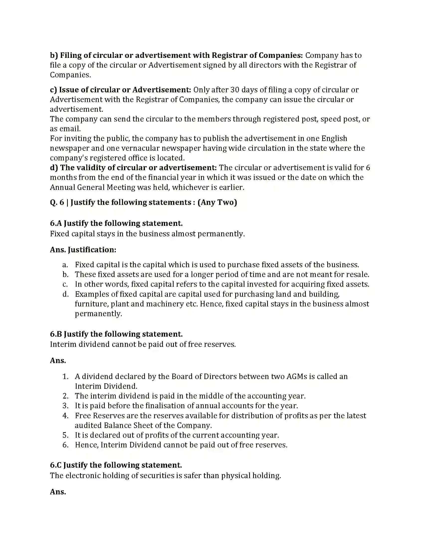 Maharashtra Board Class 12th 2025 Secretarial Practice Set 1 Sample Paper 13