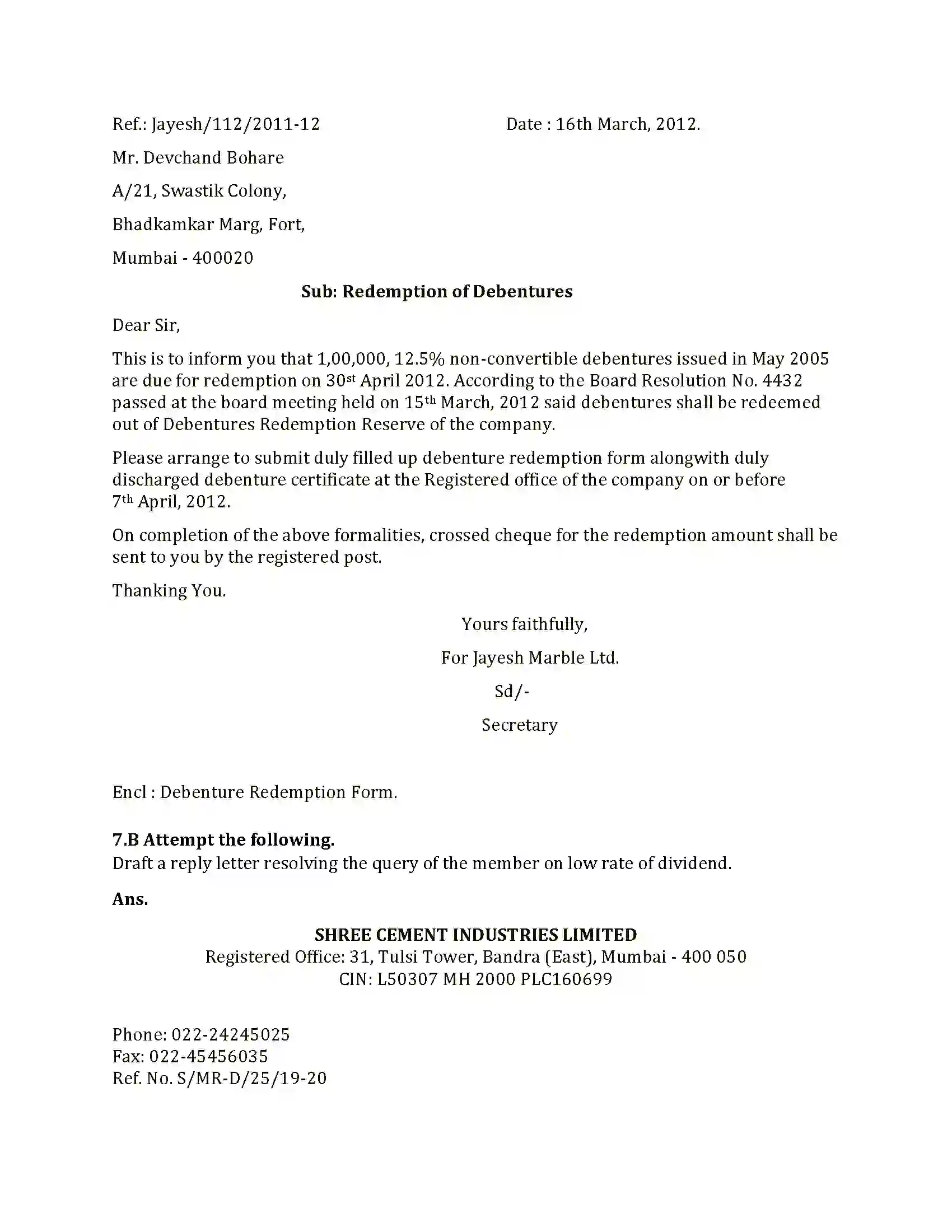 Maharashtra Board Class 12th 2025 Secretarial Practice Set 1 Sample Paper 15