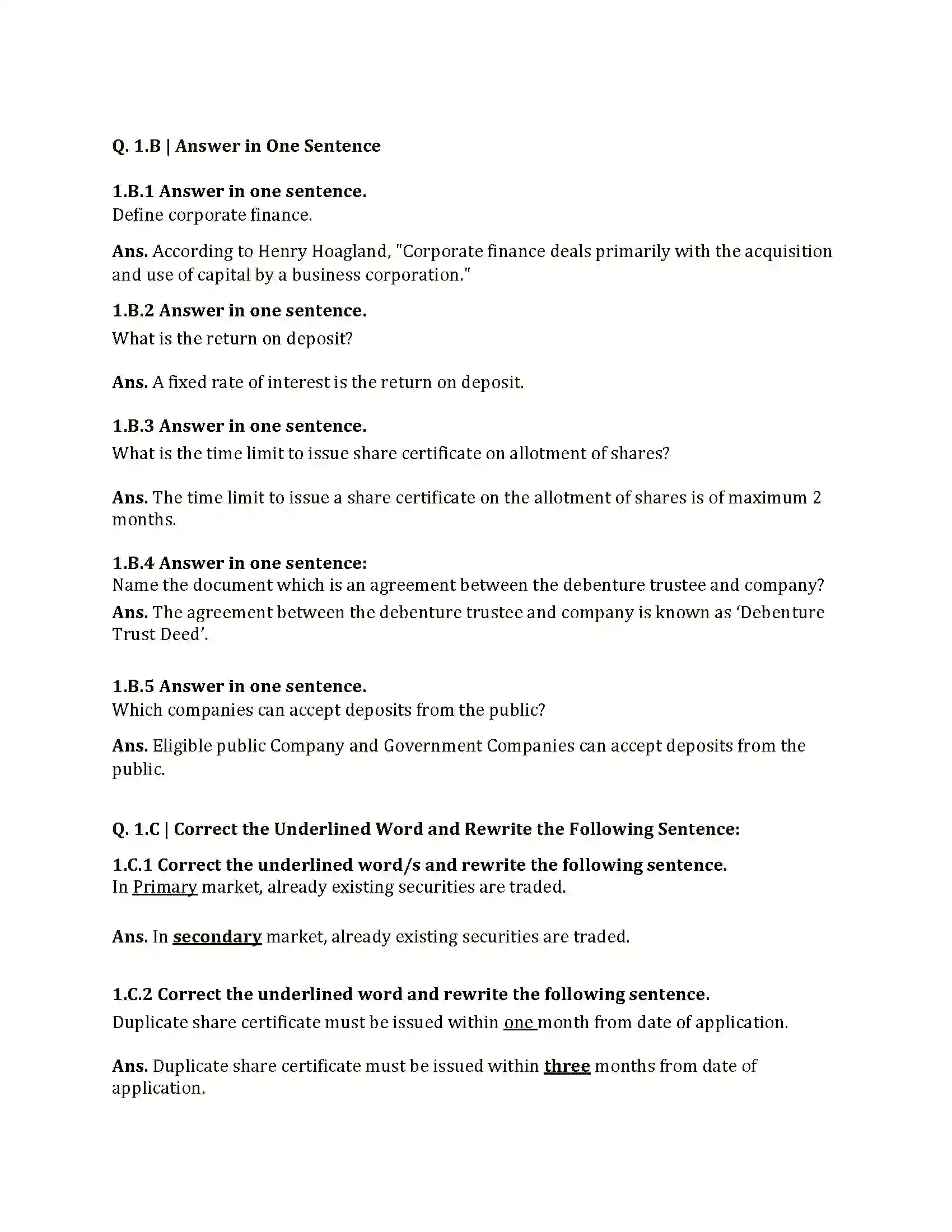 Maharashtra Board Class 12th 2025 Secretarial Practice Set 1 Sample Paper 2