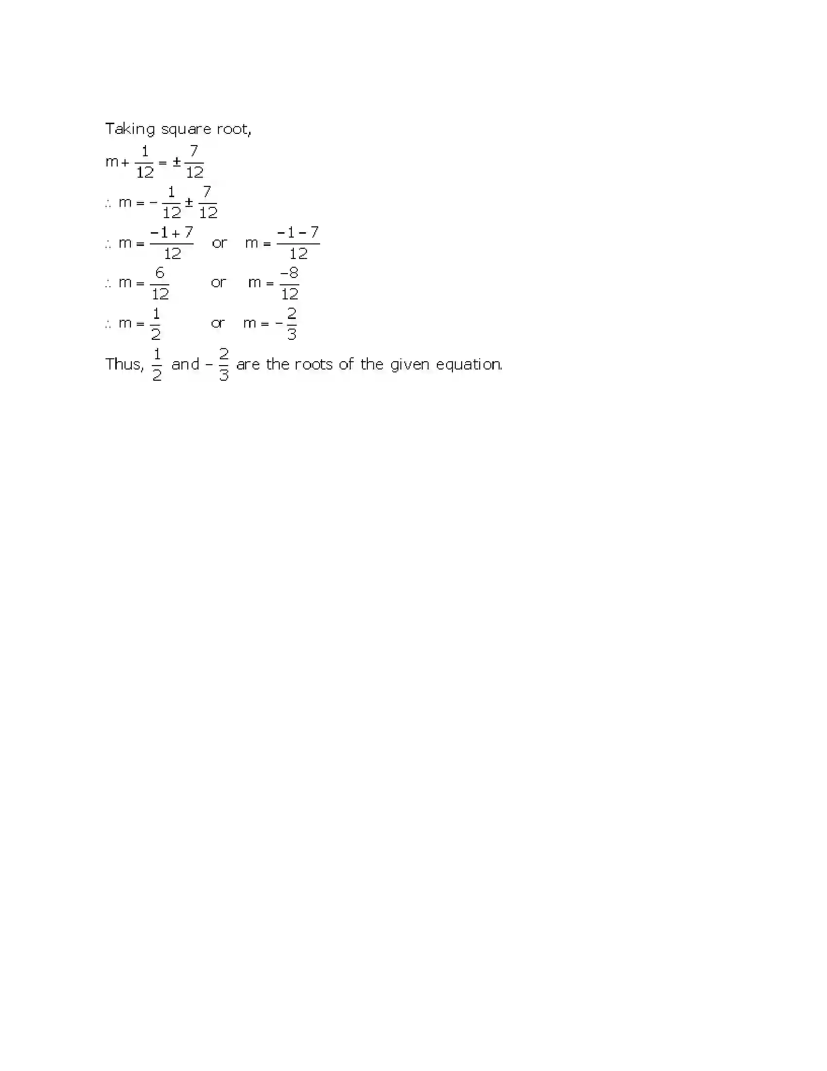 Maharashtra Board Class 10th Algebra - English Medium Quadratic Equations Solution 23