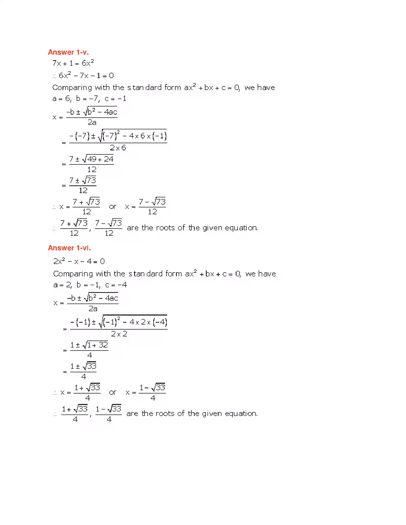 Maharashtra Board Class 10th Algebra - English Medium Quadratic Equations Solution 26