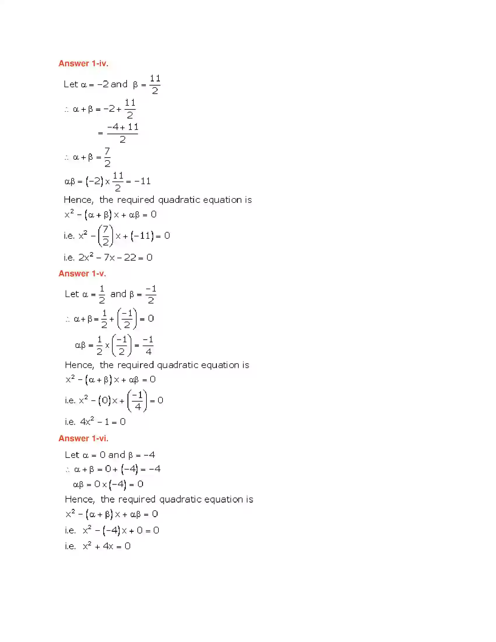 Maharashtra Board Class 10th Algebra - English Medium Quadratic Equations Solution 40