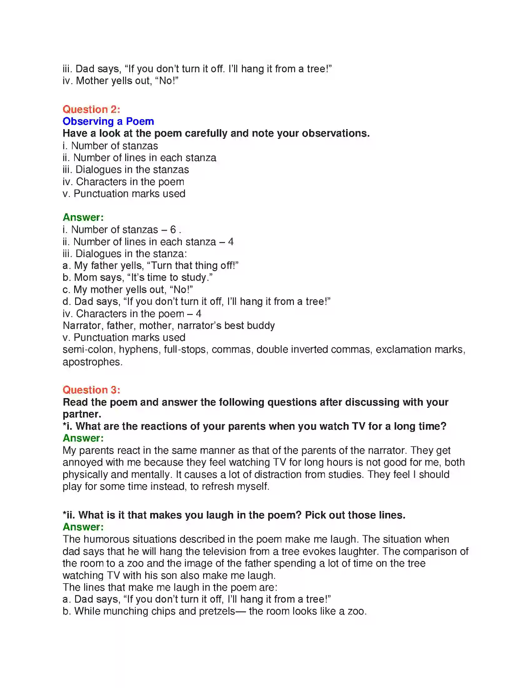 Maharashtra Board Class 10th English 1.1 Turn Off the T.V.! - Wit & Humour Solution 10