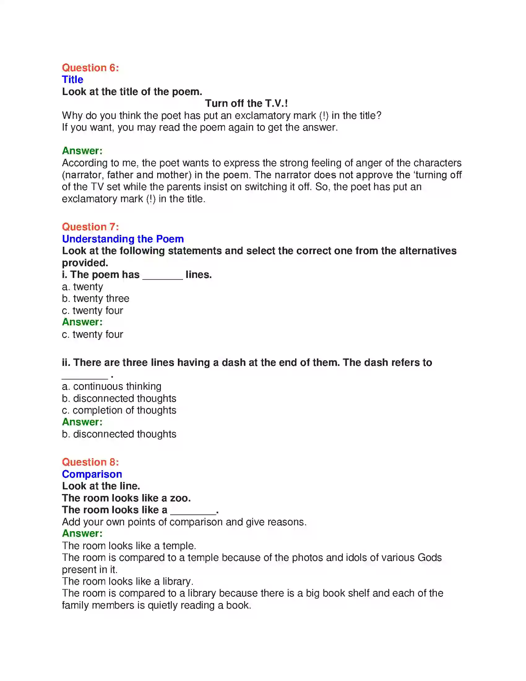Maharashtra Board Class 10th English 1.1 Turn Off the T.V.! - Wit & Humour Solution 12