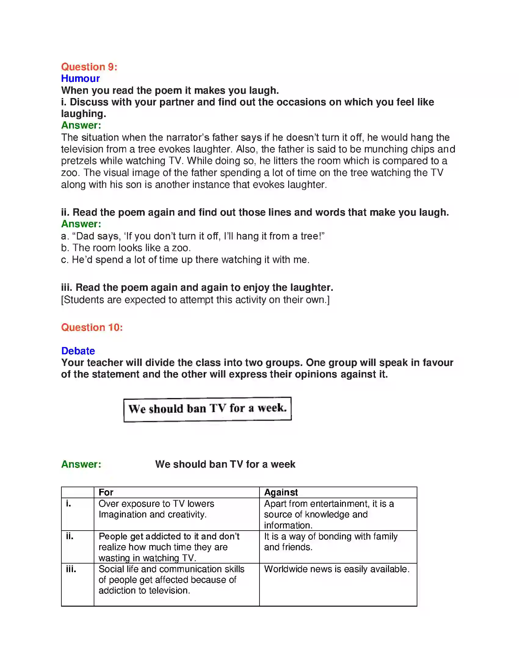 Maharashtra Board Class 10th English 1.1 Turn Off the T.V.! - Wit & Humour Solution 13