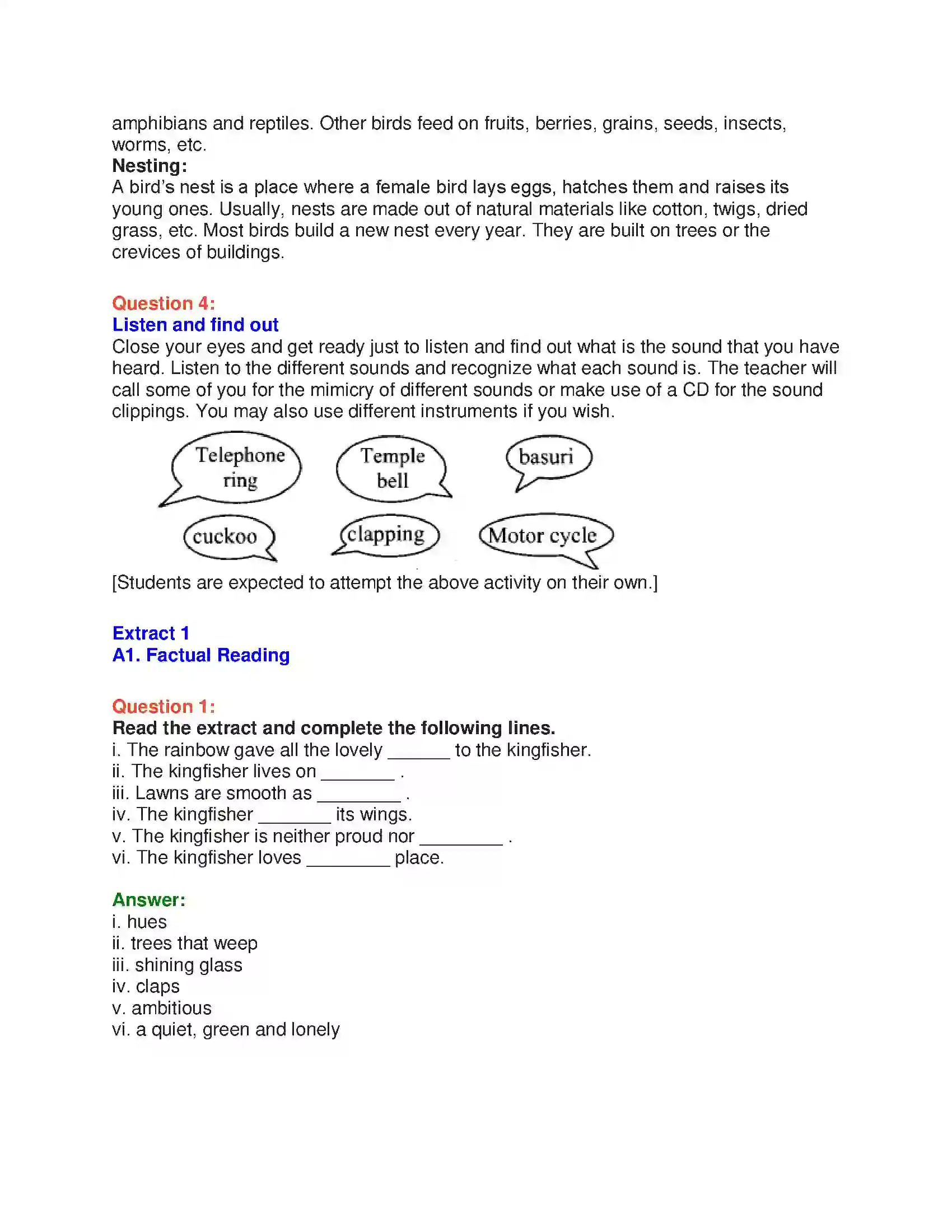 Maharashtra Board Class 10th English 2.1 The Kingfisher - Birds & Animals Solution 3