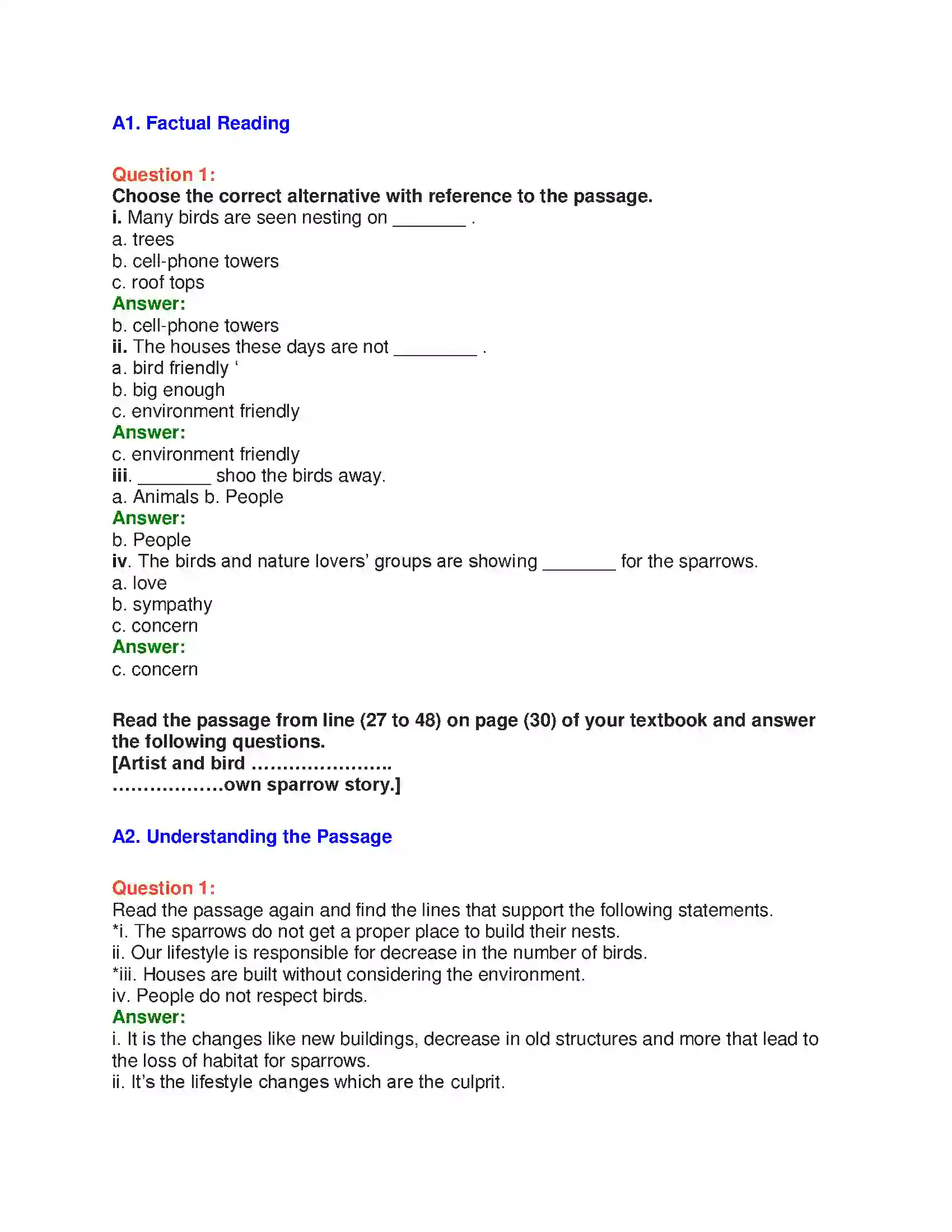 Maharashtra Board Class 10th English 2.2 Sorrows Of Sparrows - Birds & Animals Solution 11