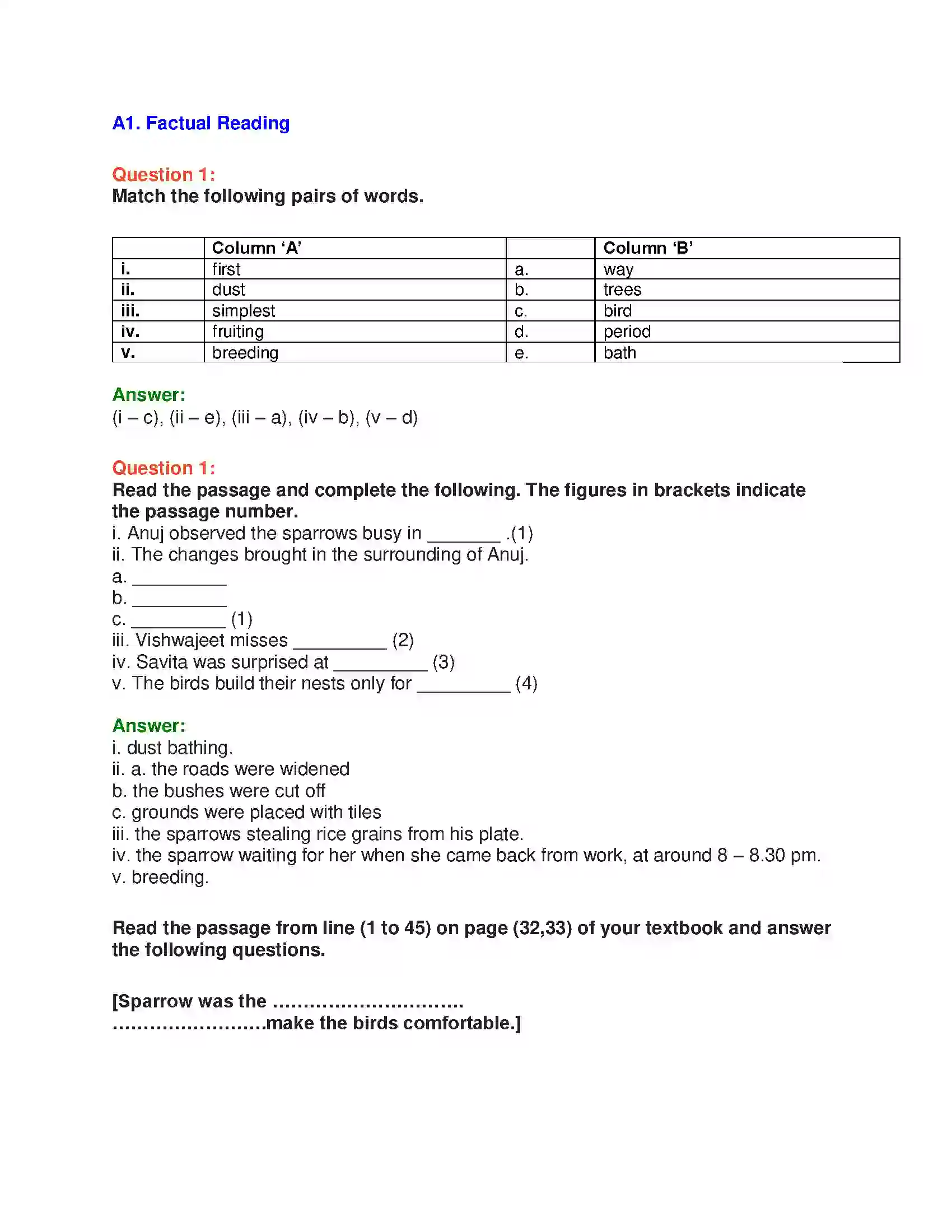 Maharashtra Board Class 10th English 2.2 Sorrows Of Sparrows - Birds & Animals Solution 16
