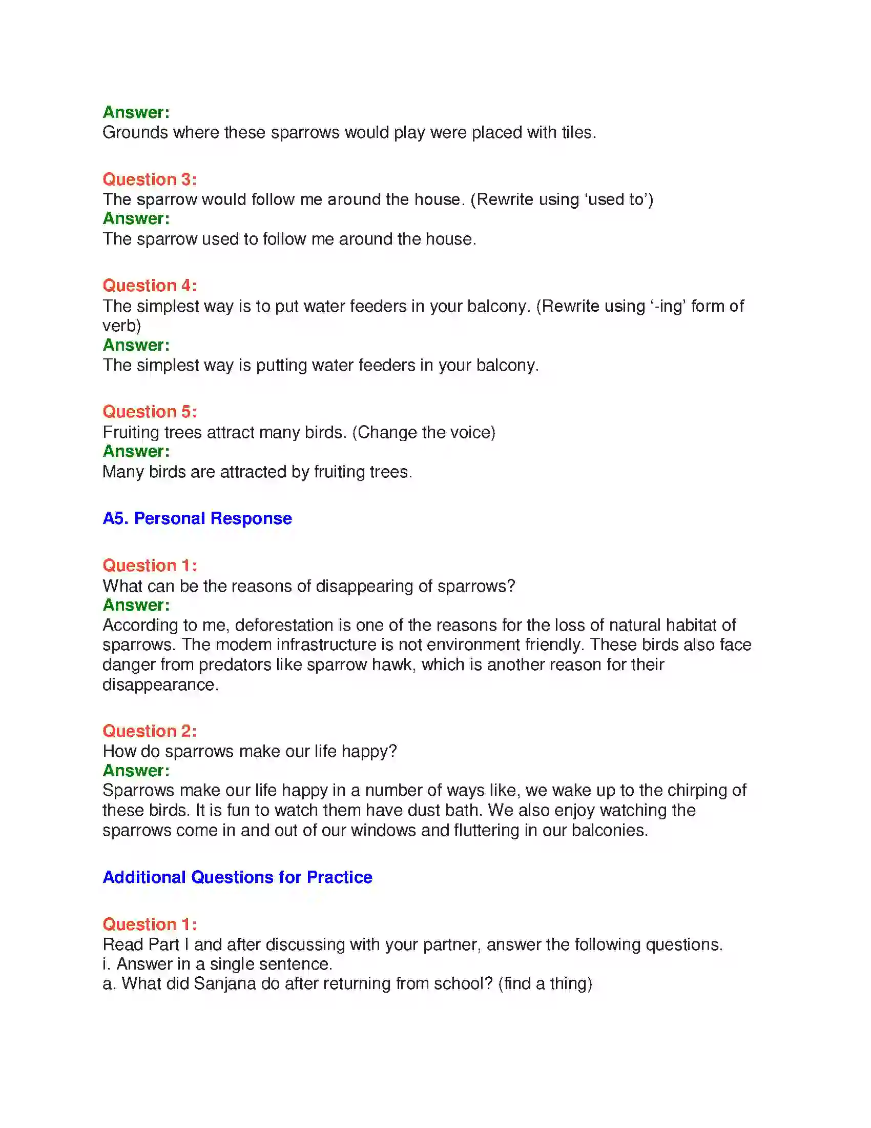 Maharashtra Board Class 10th English 2.2 Sorrows Of Sparrows - Birds & Animals Solution 18