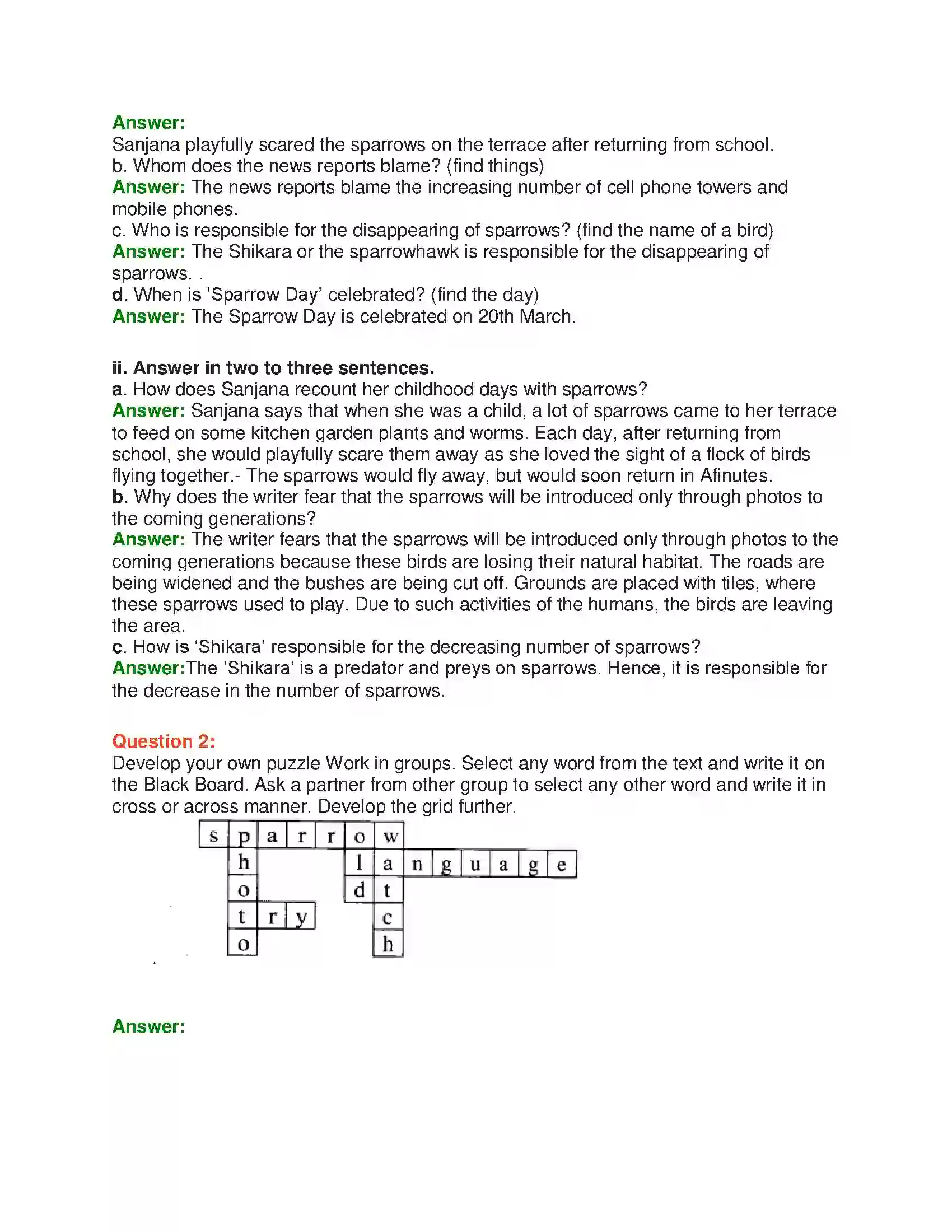 Maharashtra Board Class 10th English 2.2 Sorrows Of Sparrows - Birds & Animals Solution 19